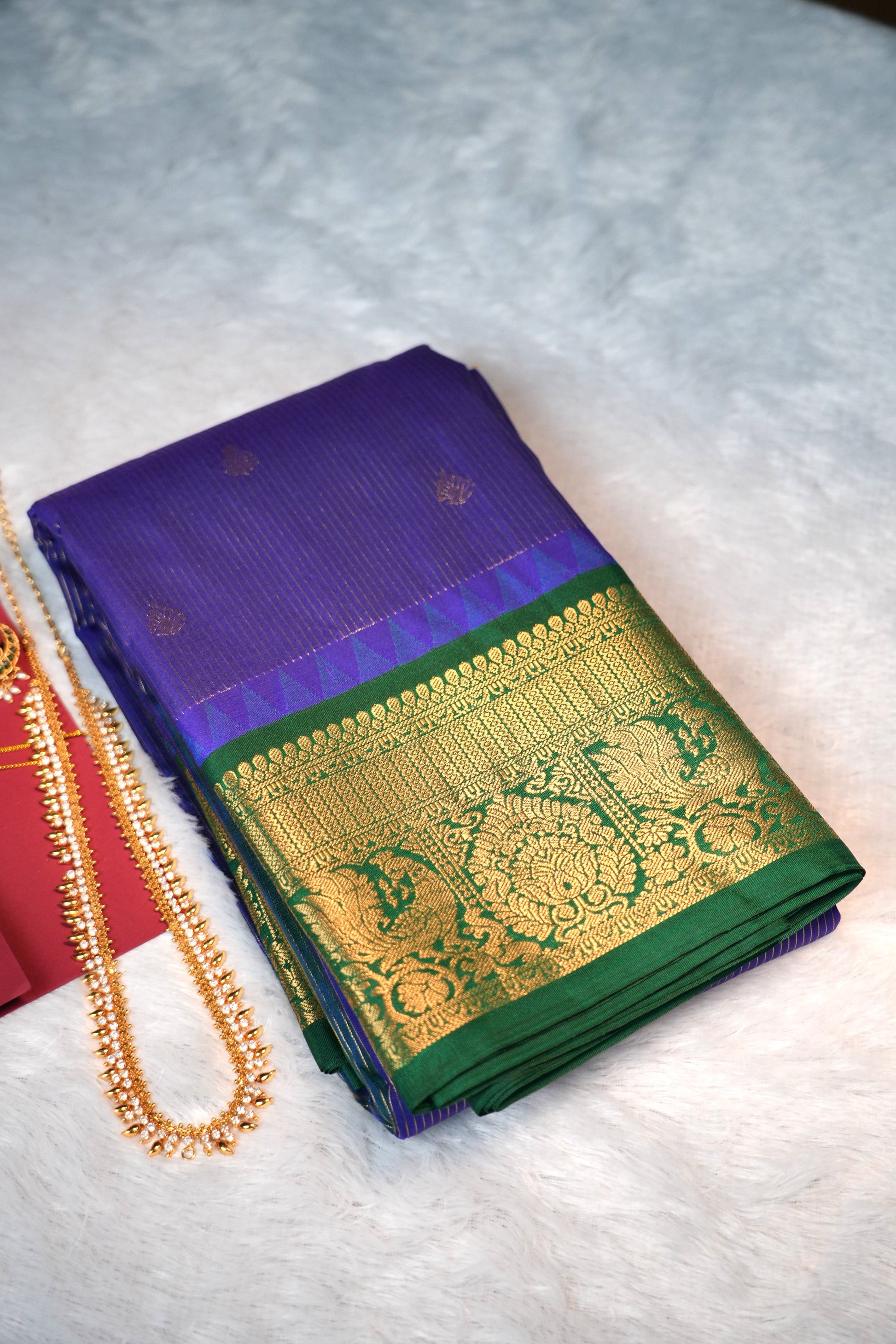 Premium Kanchipuram Soft Silk-peacock blue