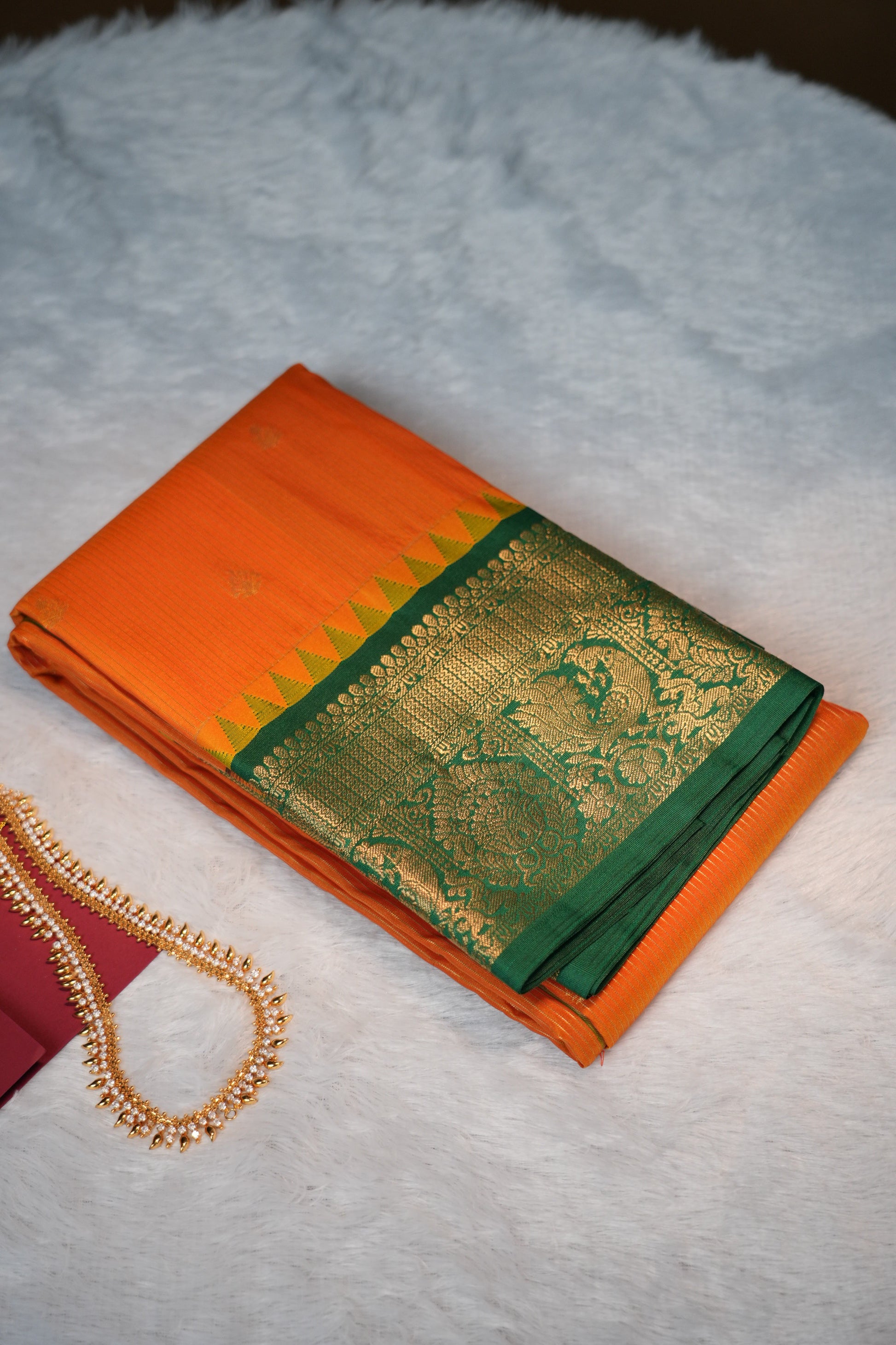 Premium Kanchipuram Soft Silk-Orange