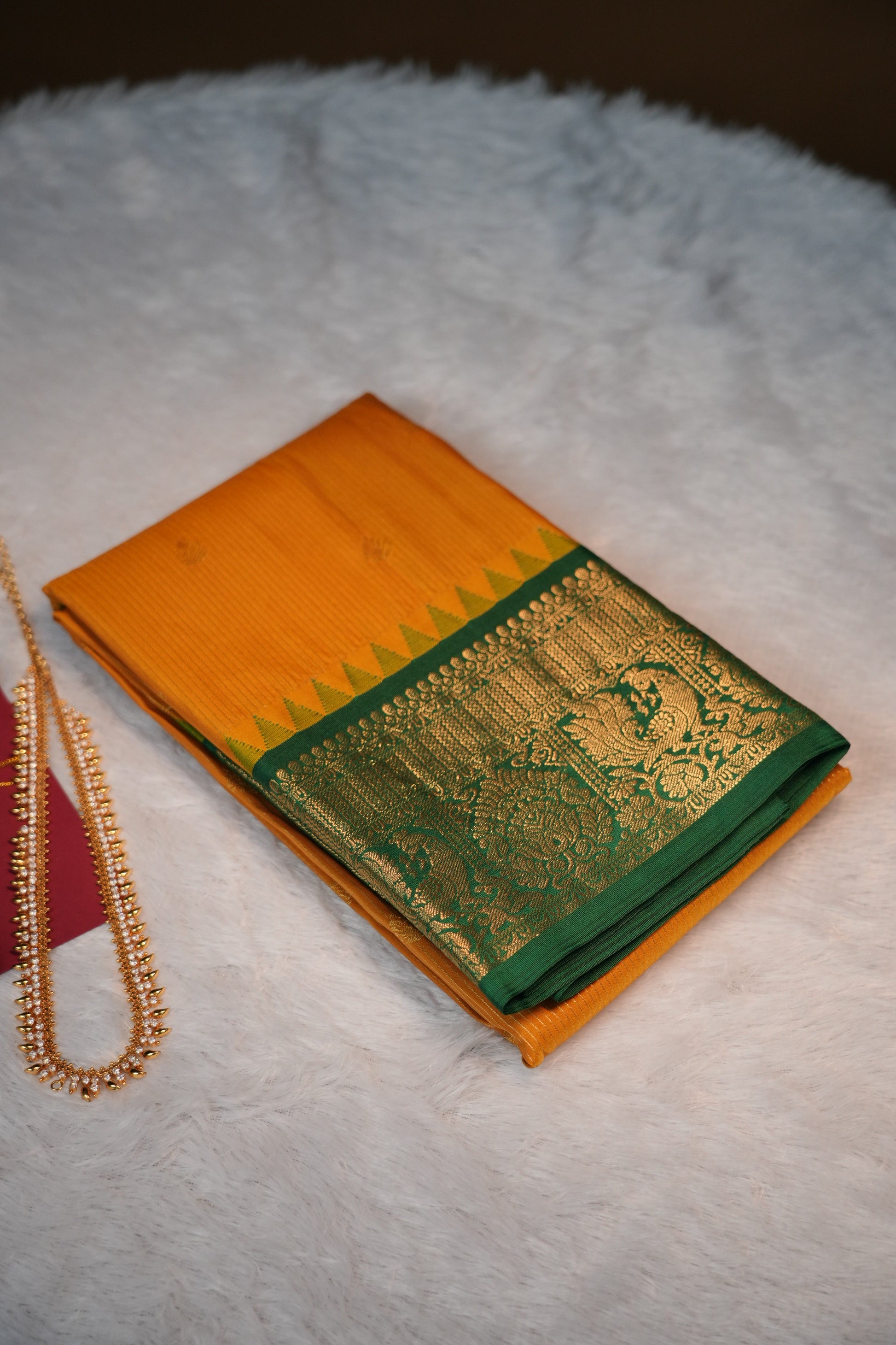 Premium Kanchipuram Soft Silk -Mango yellow.