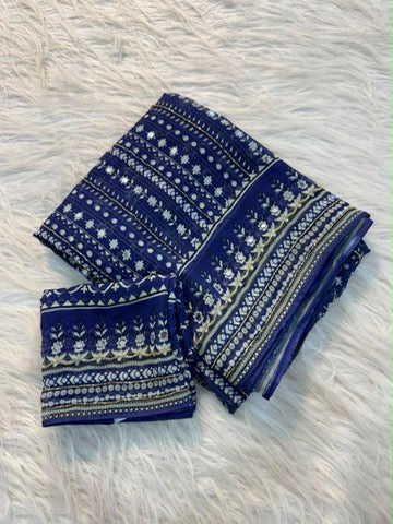 Georgette material  with Stone work