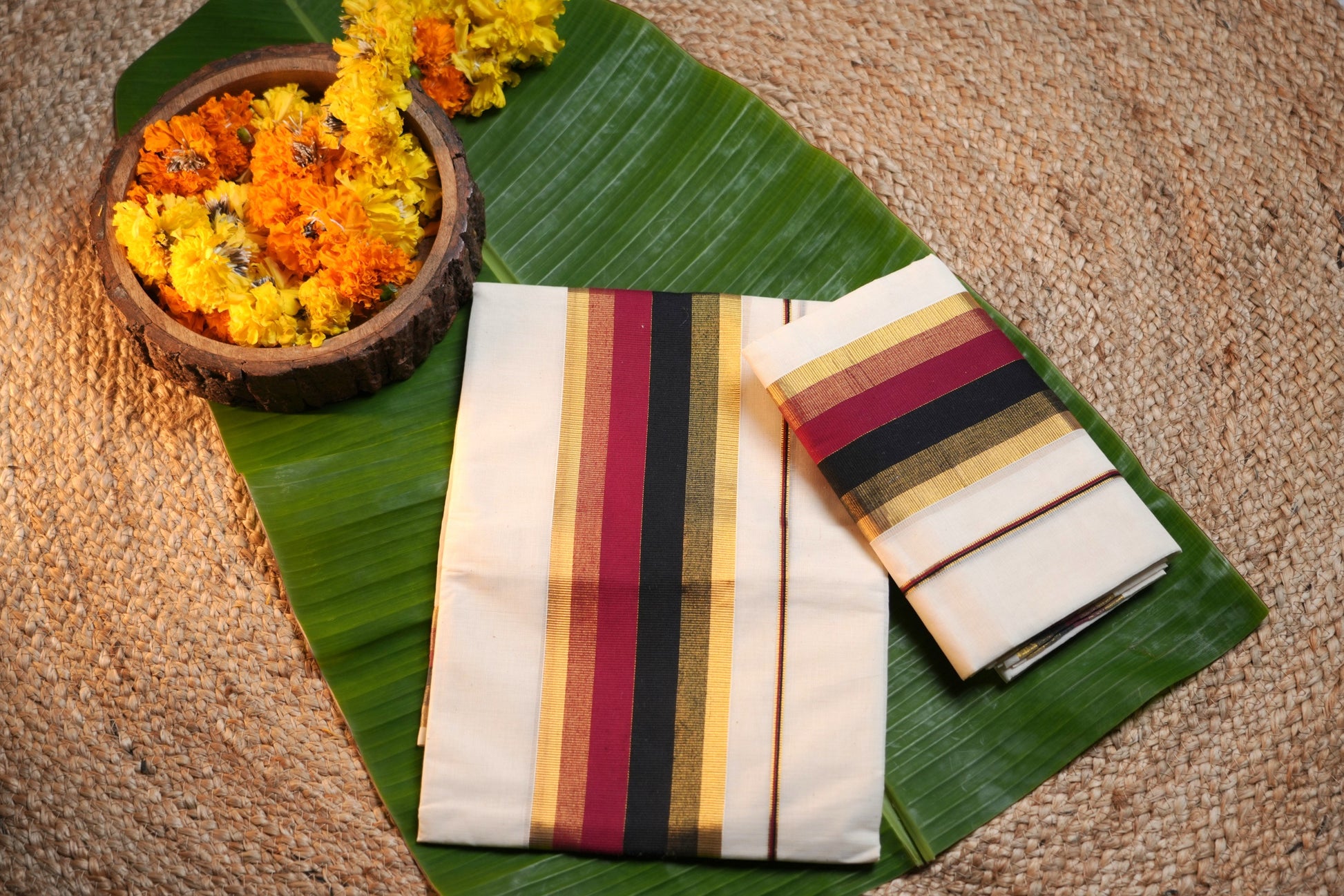 Kerala traditional set mundu-Double colour