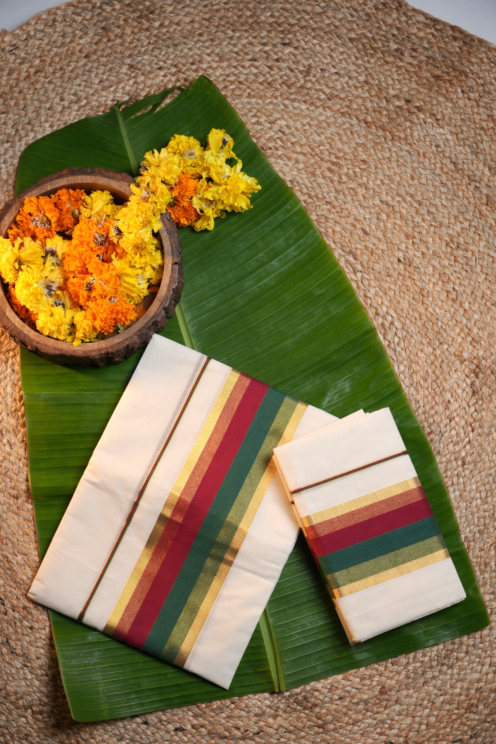 Kerala Traditional Set Mundu -Double colour