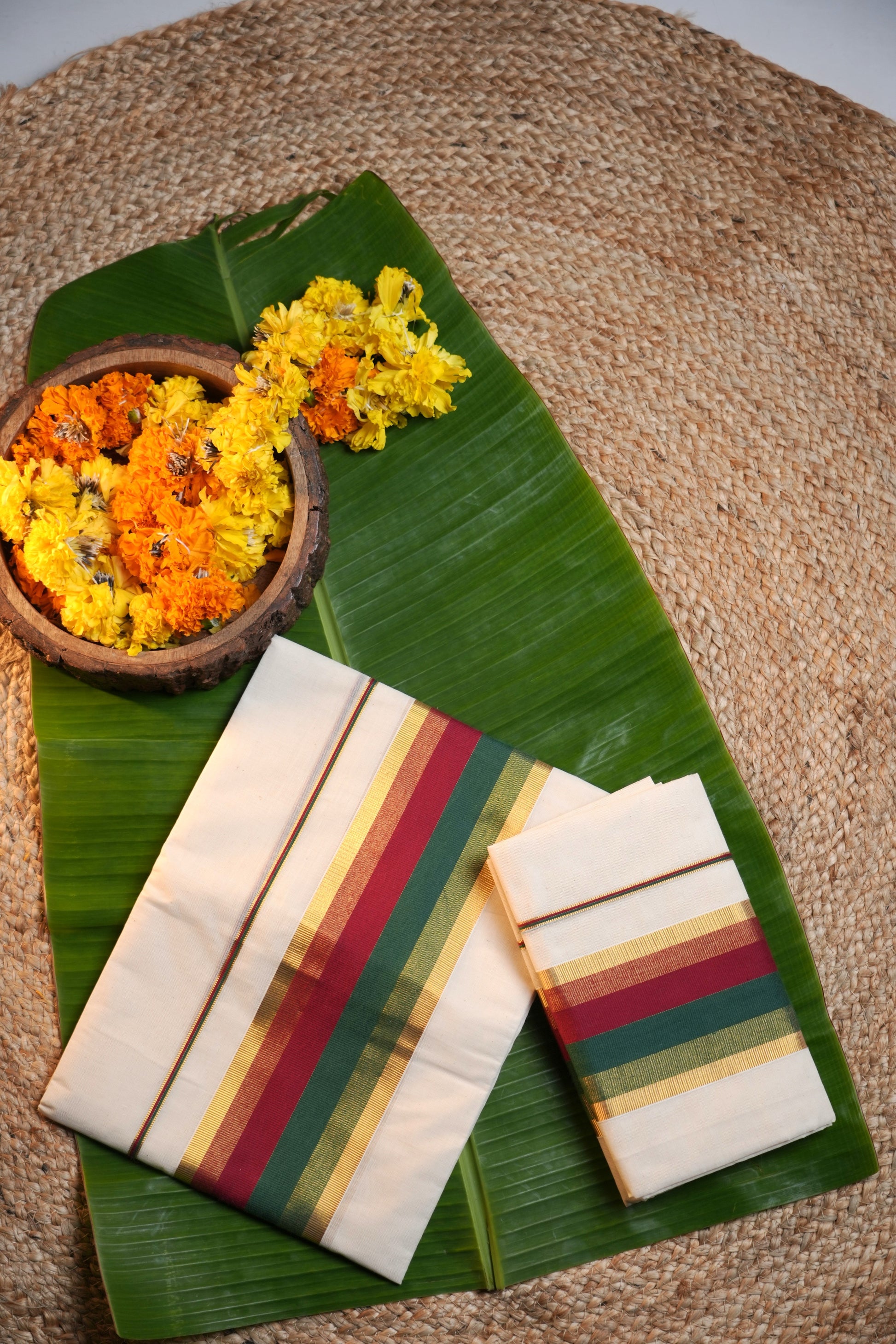 Kerala Traditional Set Mundu -Double colour