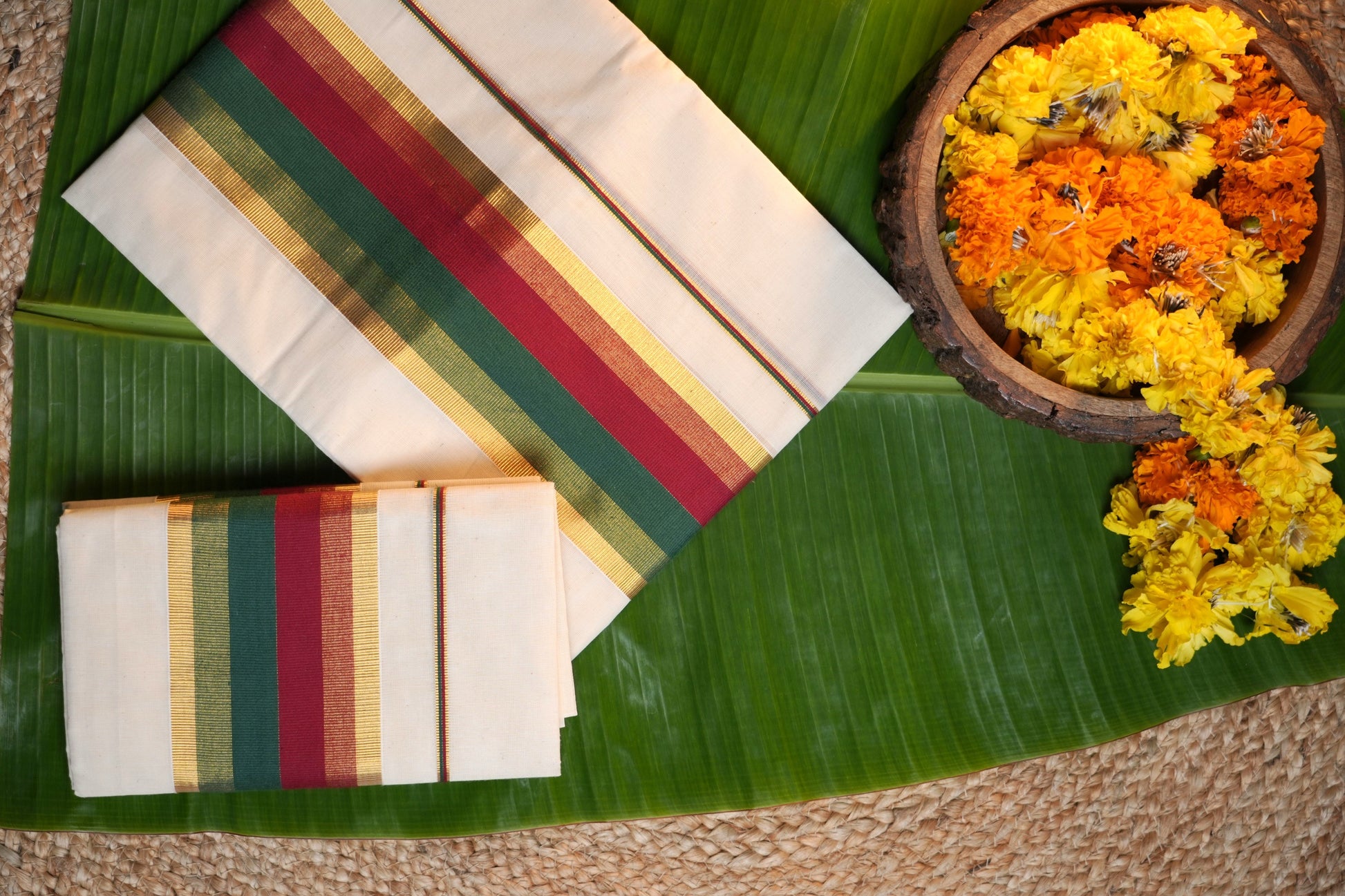 Kerala Traditional Set Mundu -Double colour