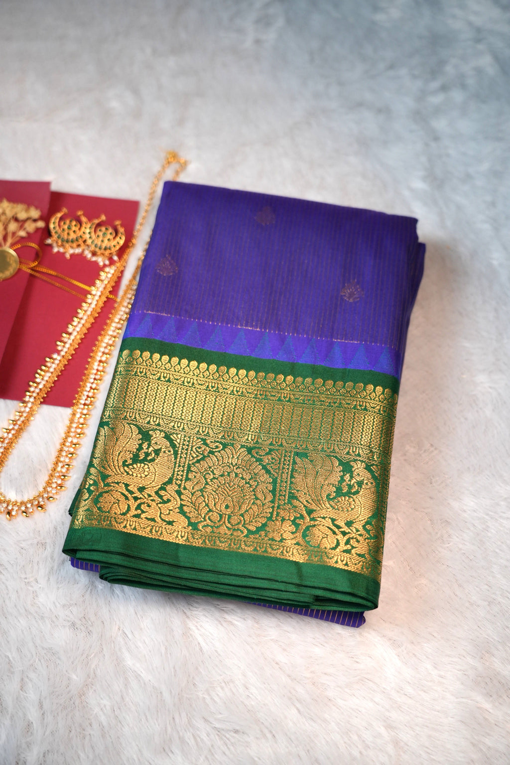 Premium Kanchipuram Soft Silk-peacock blue