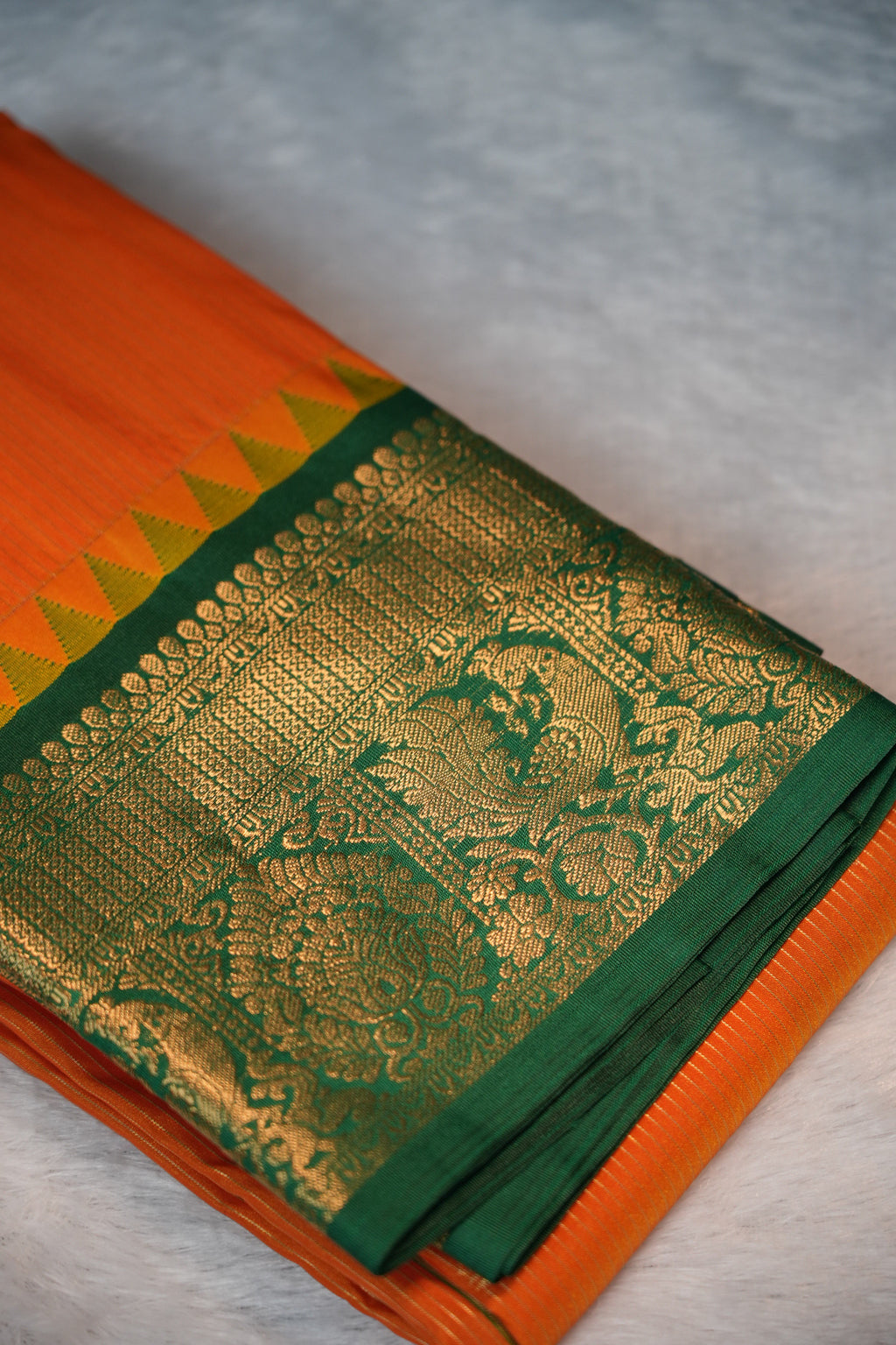 Premium Kanchipuram Soft Silk-Orange