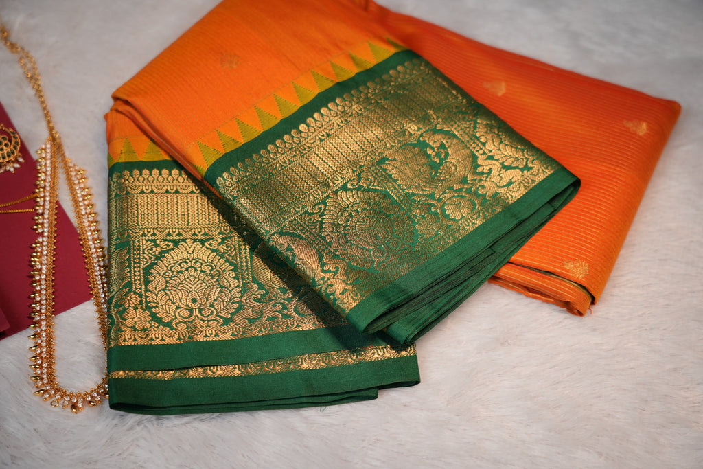 Premium Kanchipuram Soft Silk-Orange