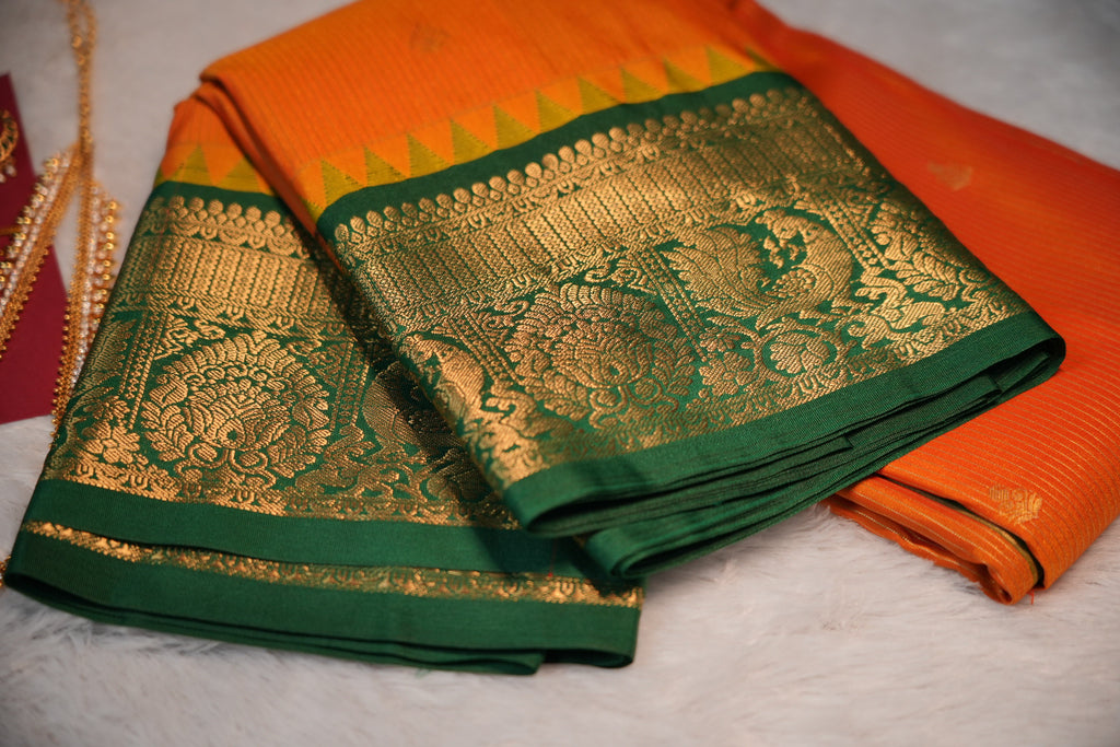 Premium Kanchipuram Soft Silk-Orange