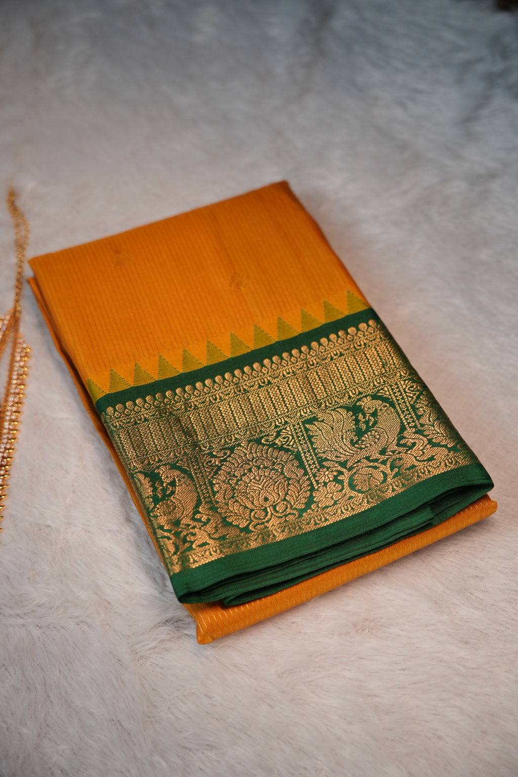 Premium Kanchipuram Soft Silk -Mango yellow.
