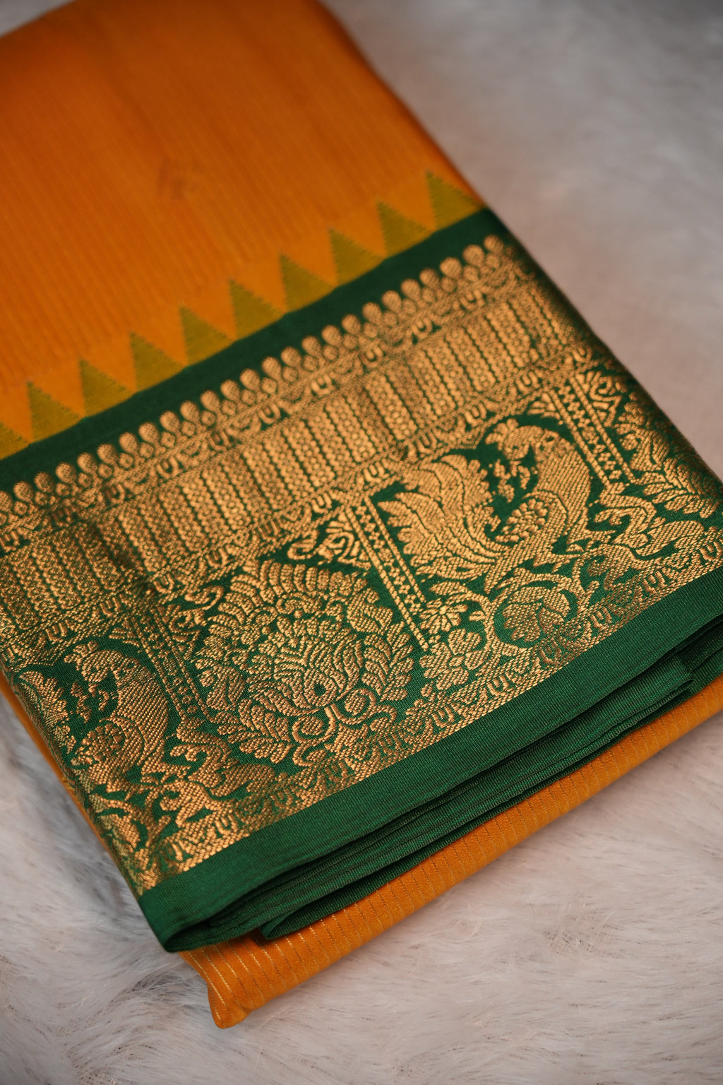Premium Kanchipuram Soft Silk -Mango yellow.