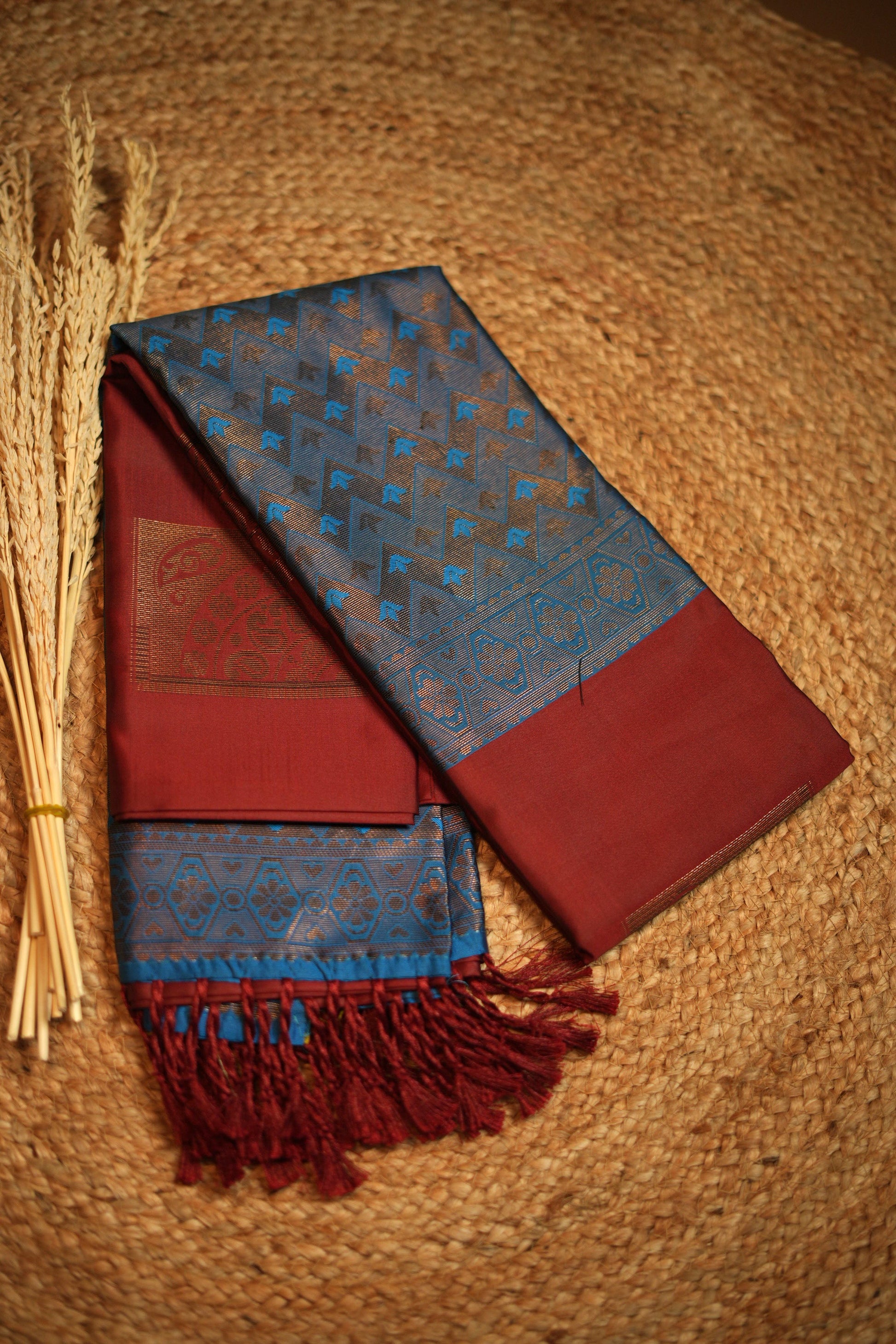 Brown with blue