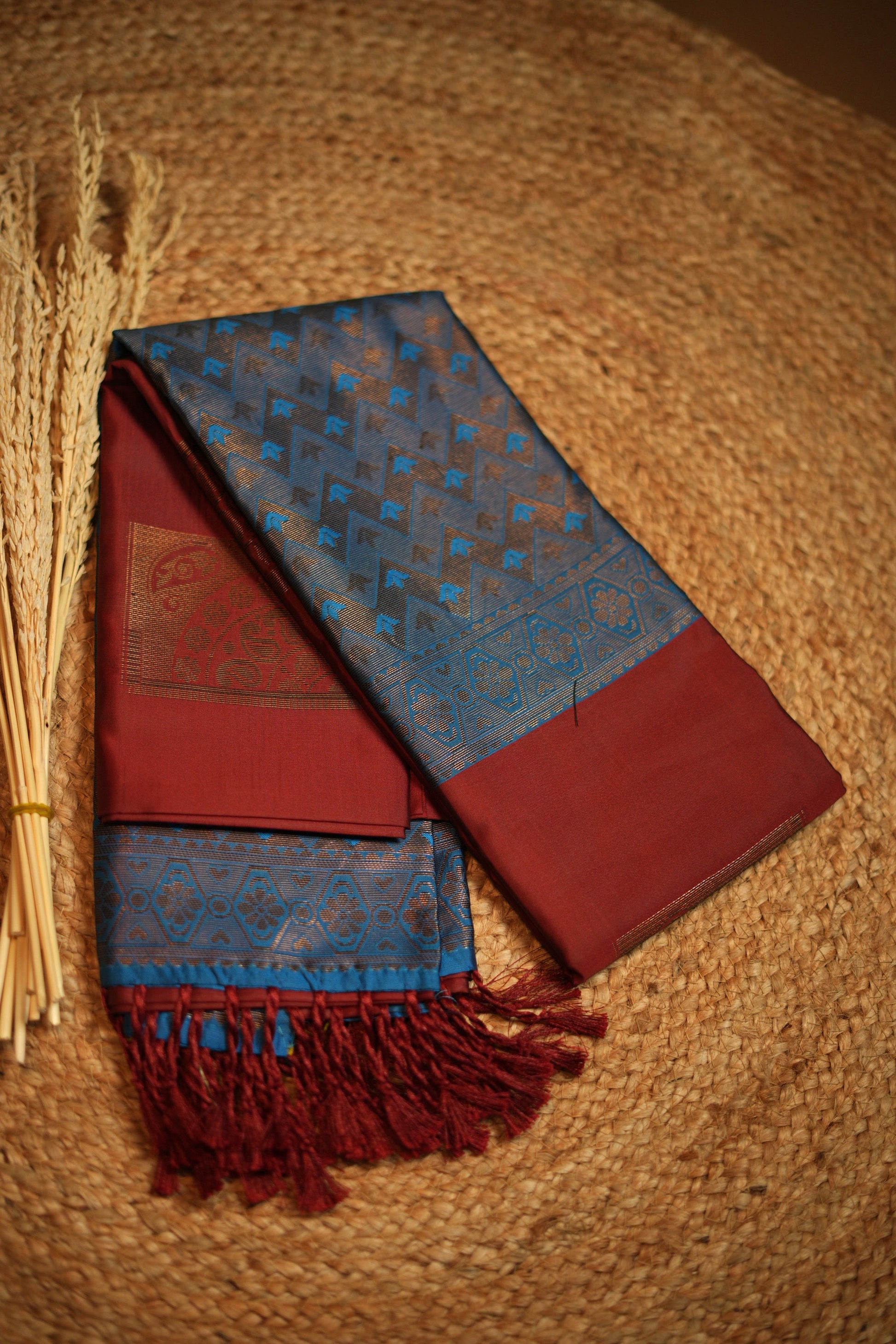 Brown with blue