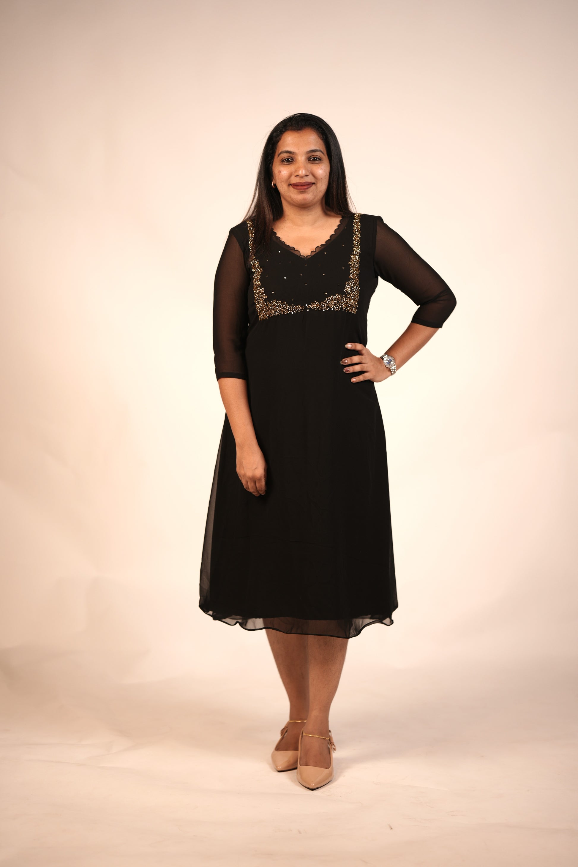 Premium Floral Black - Gold Star