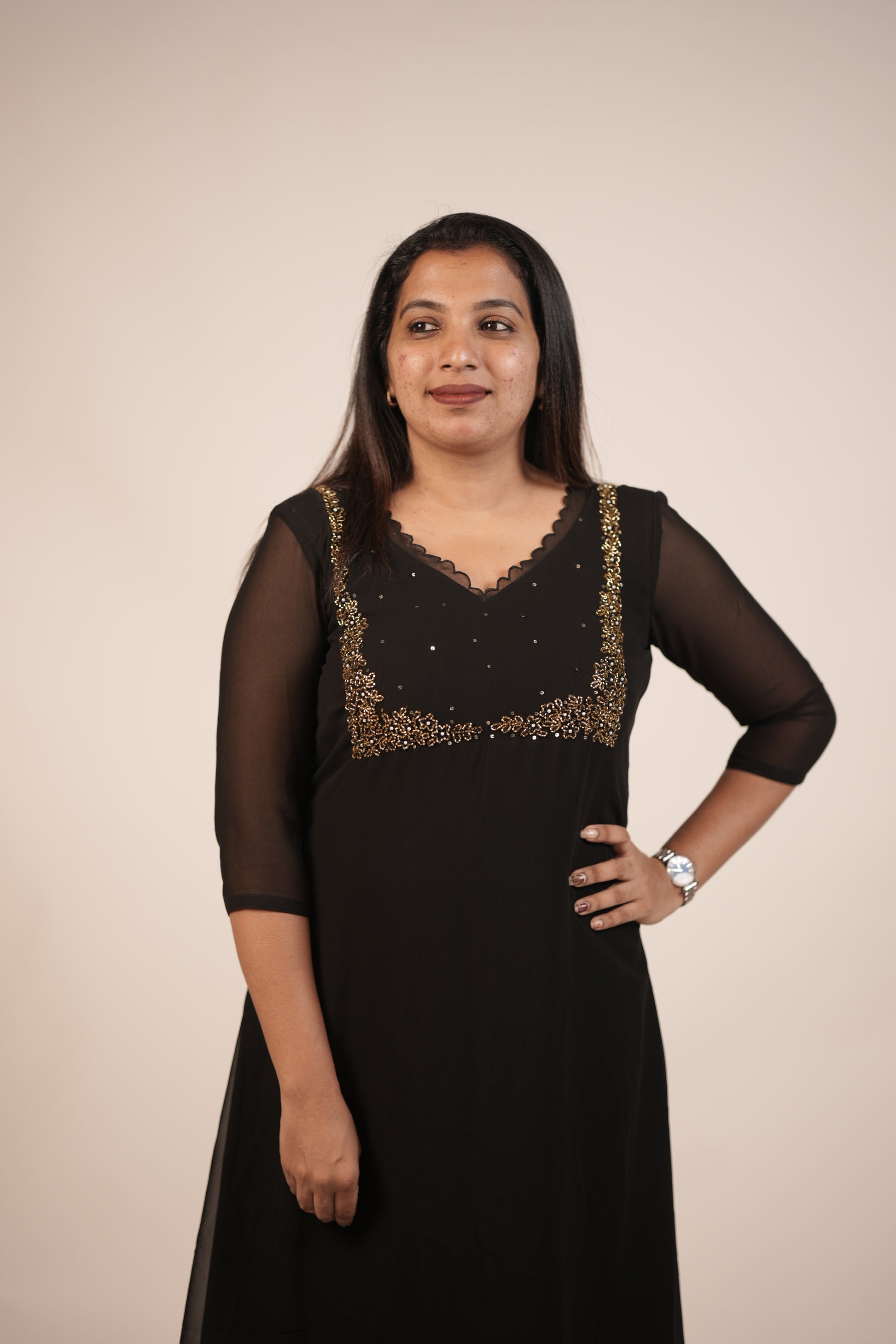 Premium Floral Black - Gold Star