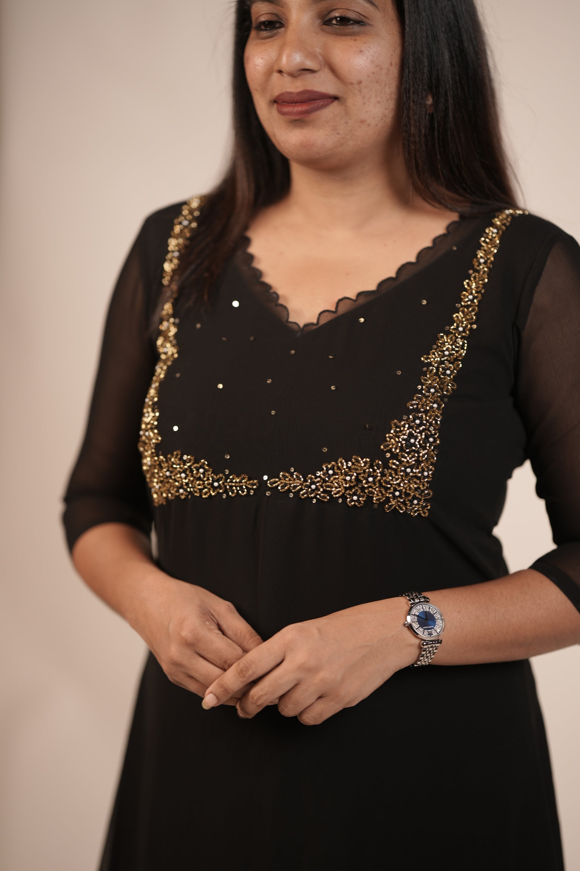 Premium Floral Black - Gold Star