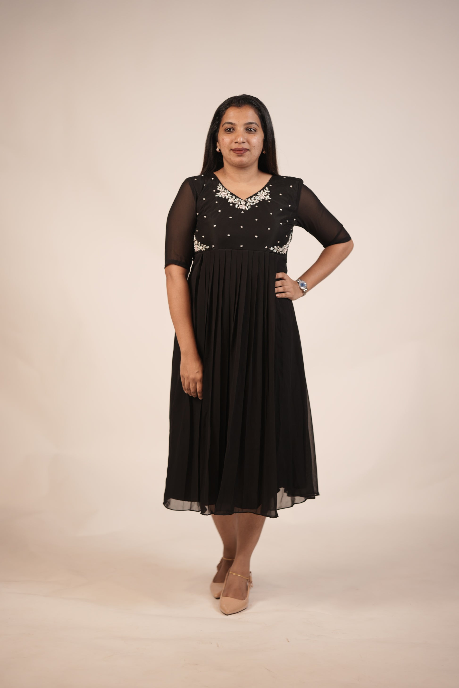 Premium Floral Black - White Star