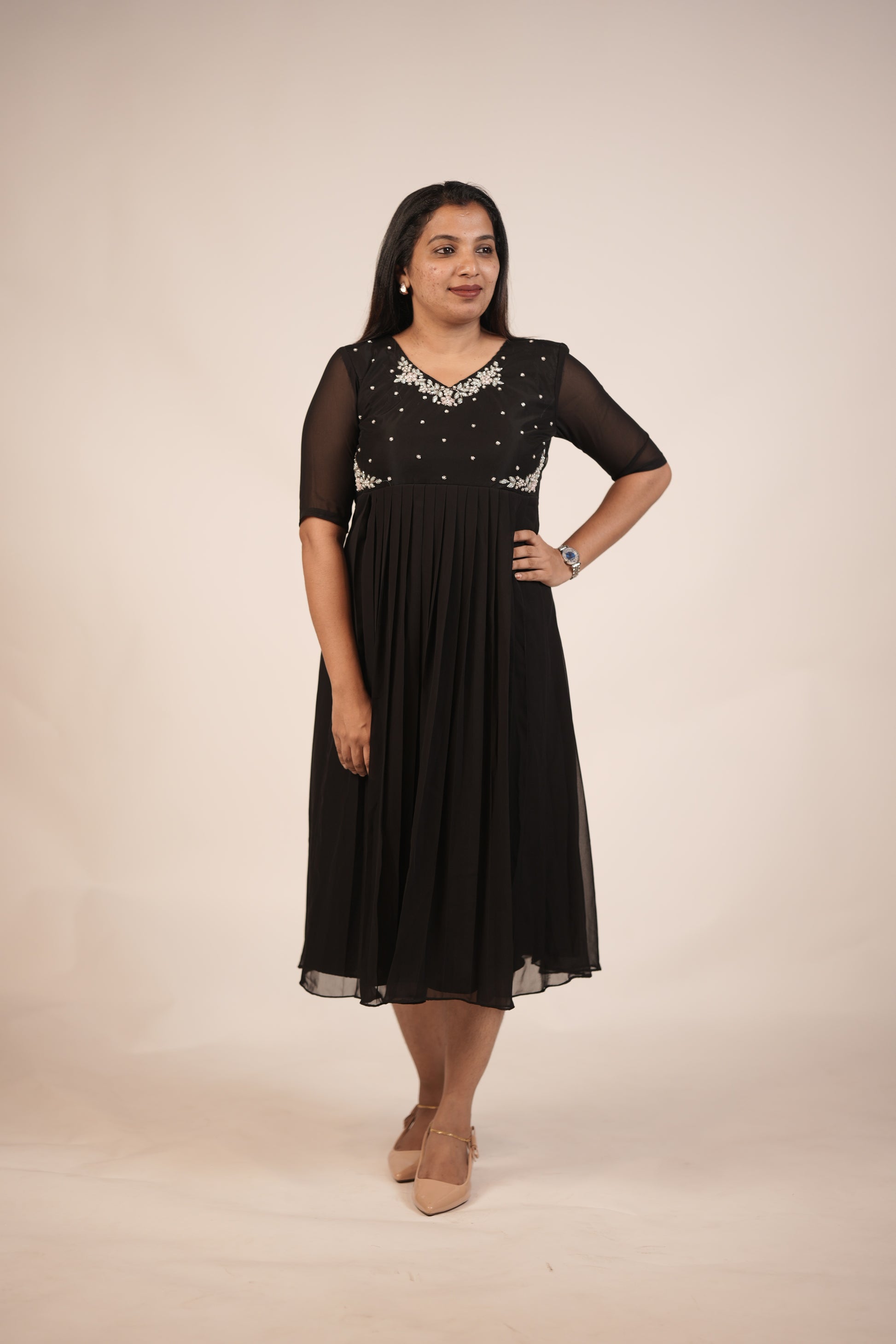 Premium Floral Black - White Star