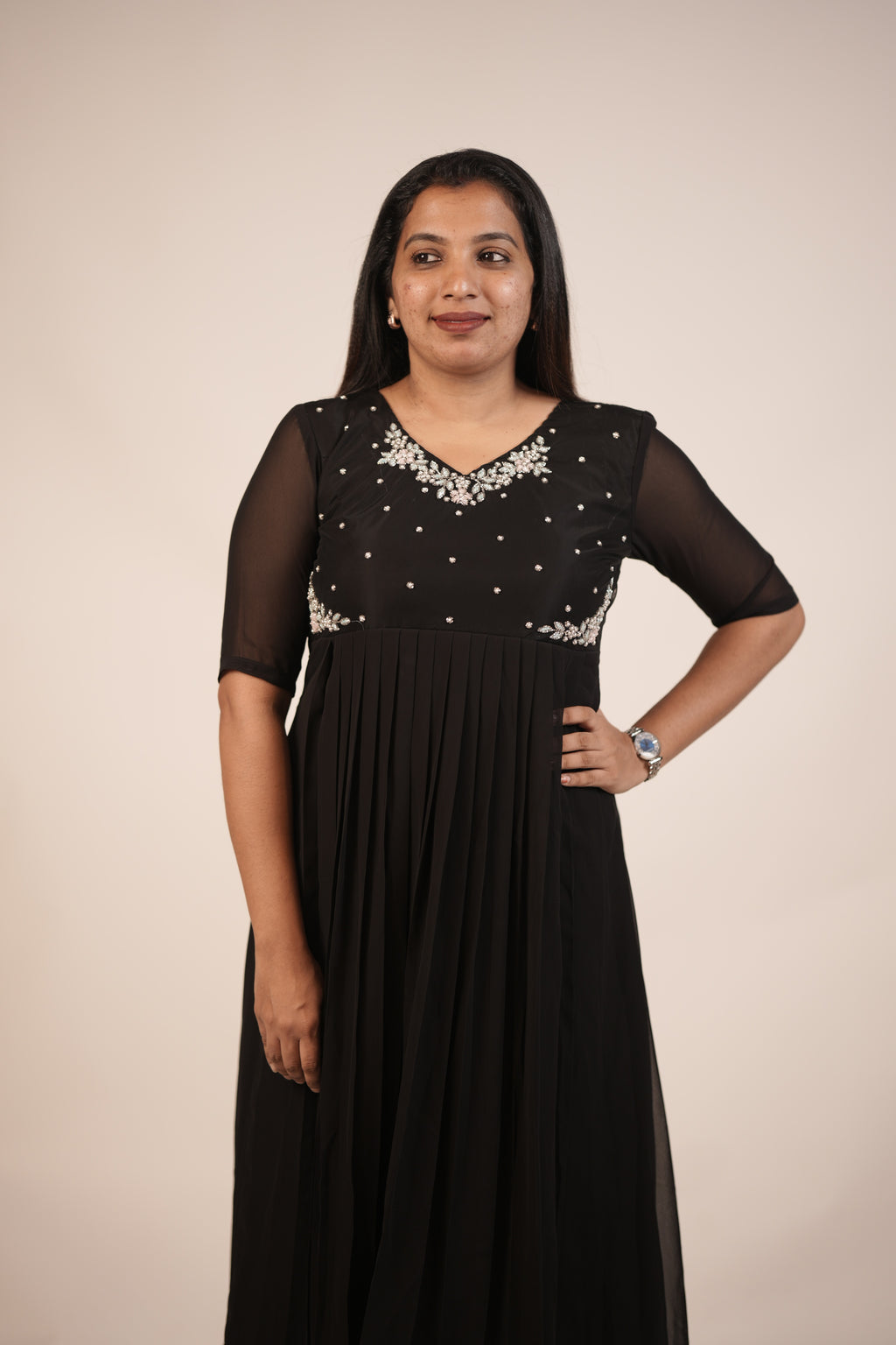 Premium Floral Black - White Star