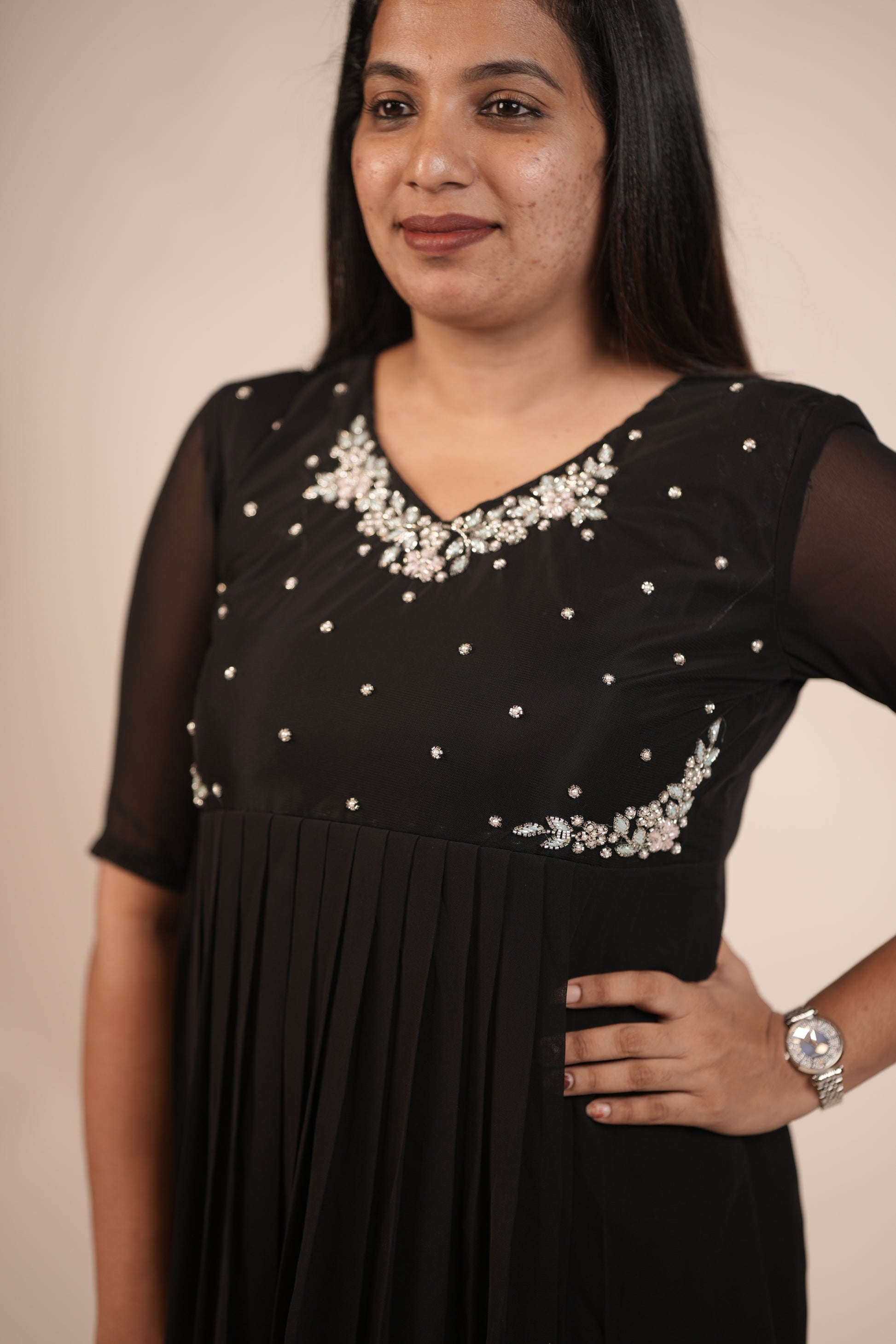 Premium Floral Black - White Star