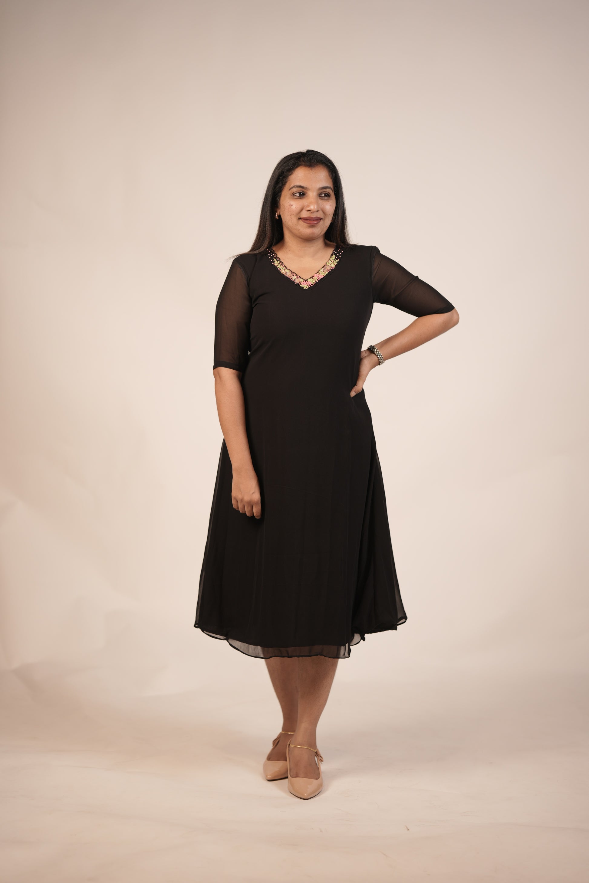 Premium Floral Black -Pink Orchid