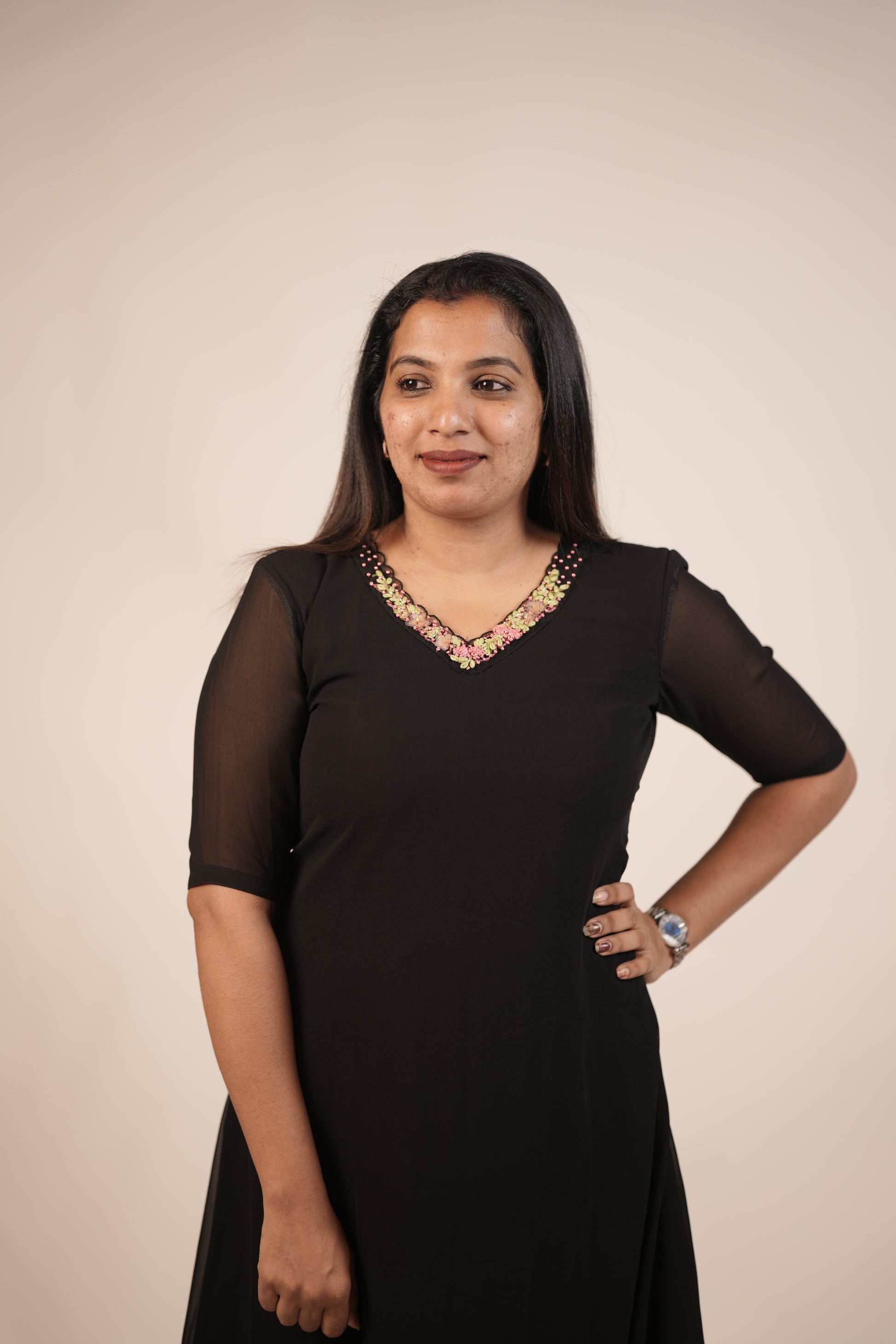 Premium Floral Black -Pink Orchid