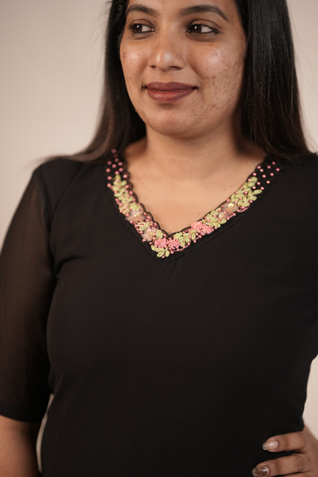 Premium Floral Black -Pink Orchid