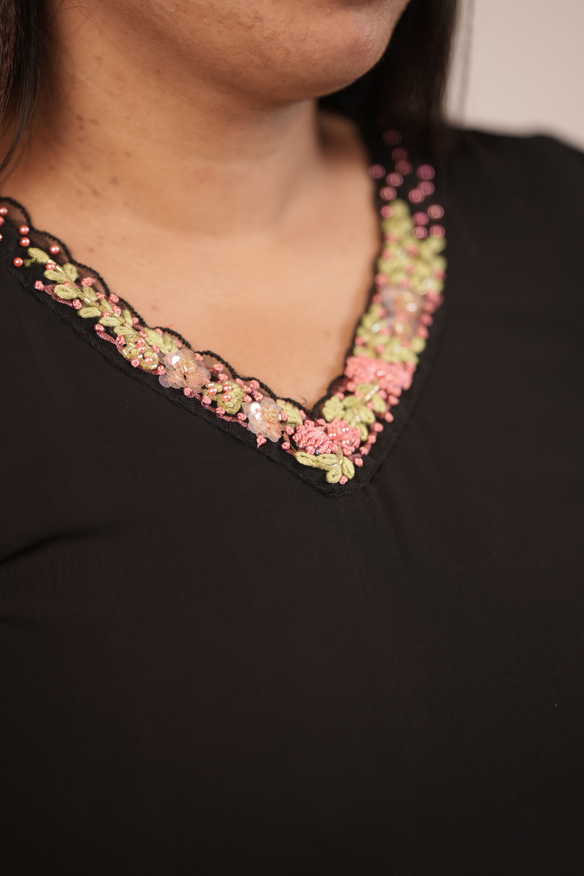 Premium Floral Black -Pink Orchid