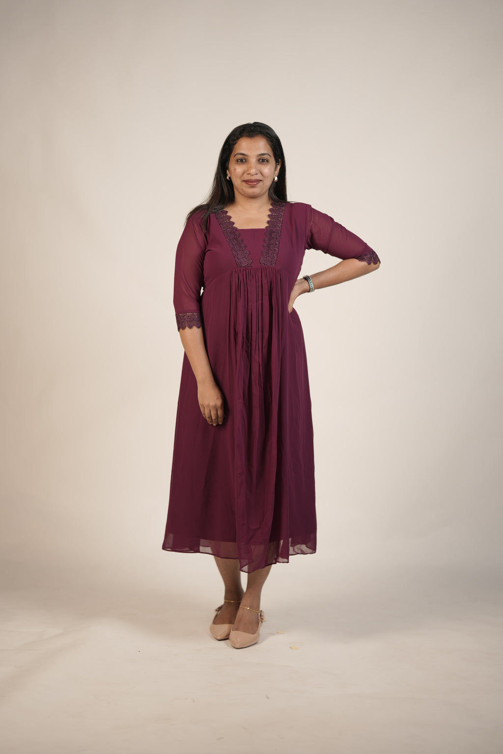 A-Line Casual Top -Magenta Purple