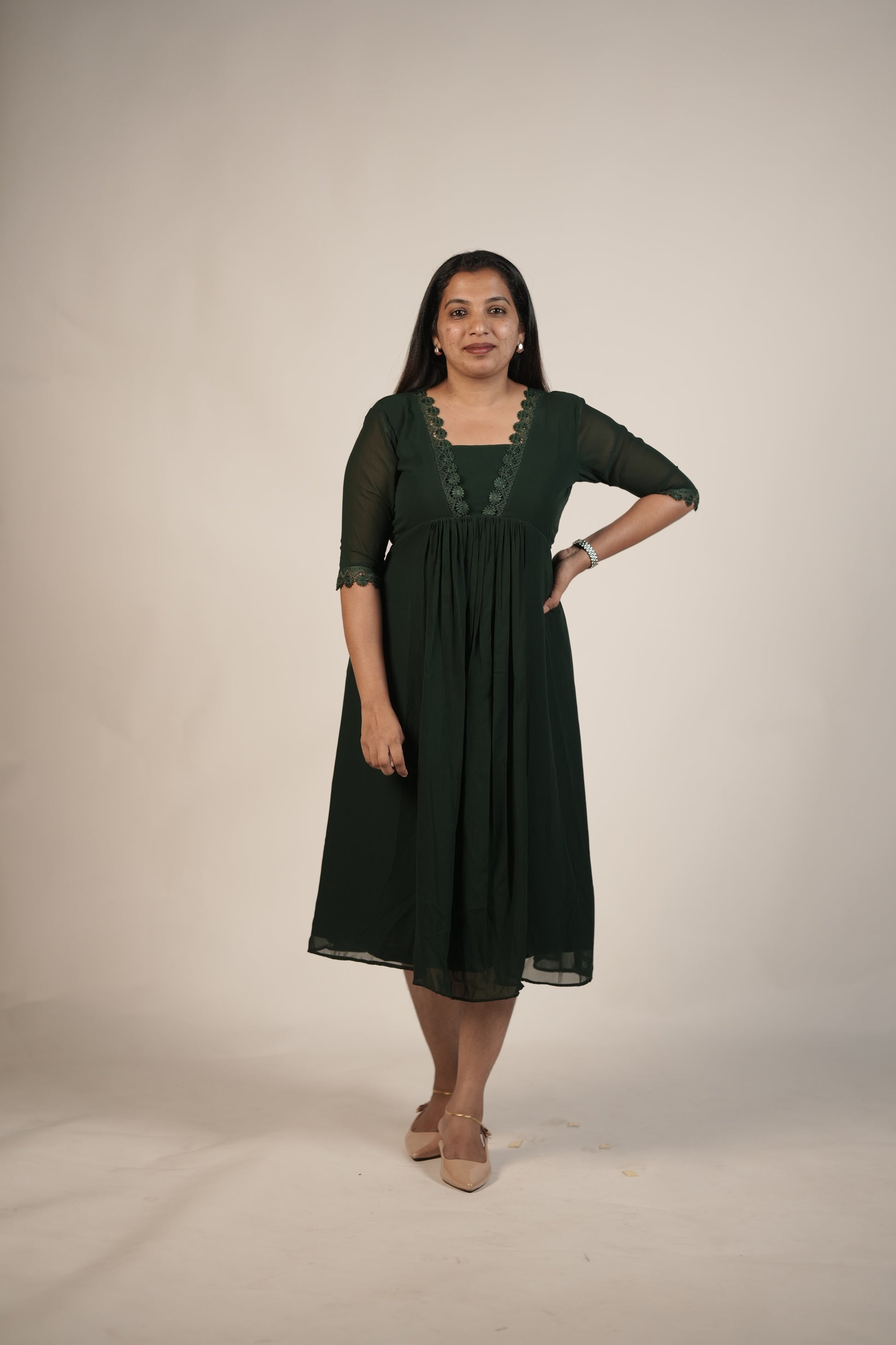 A-Line Casual Top -Deep Forest Green