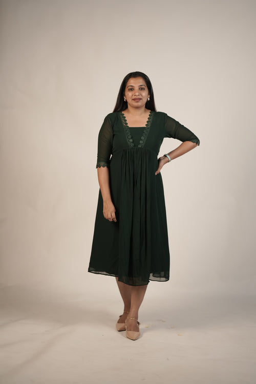 A-Line Casual Top -Deep Forest Green