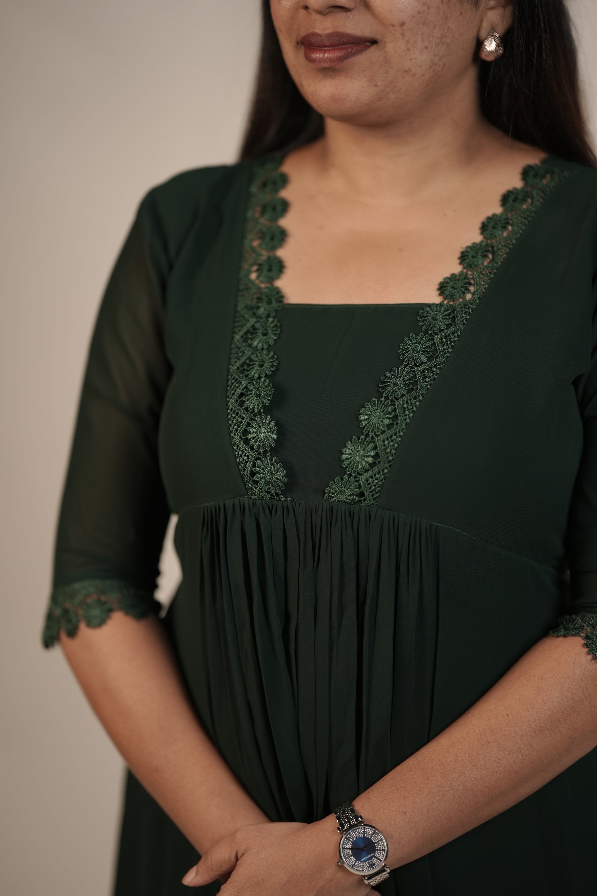 A-Line Casual Top -Deep Forest Green