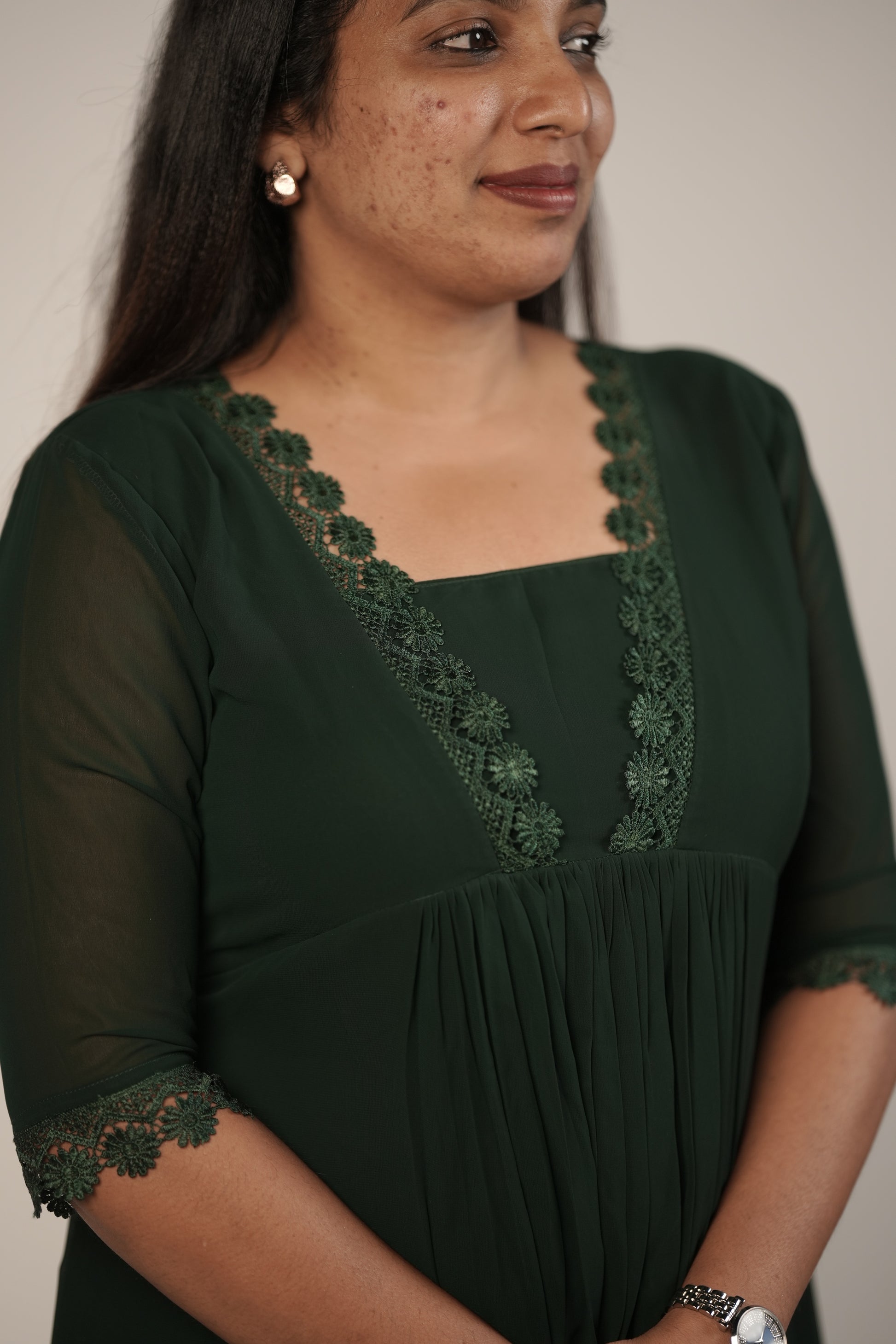 A-Line Casual Top -Deep Forest Green