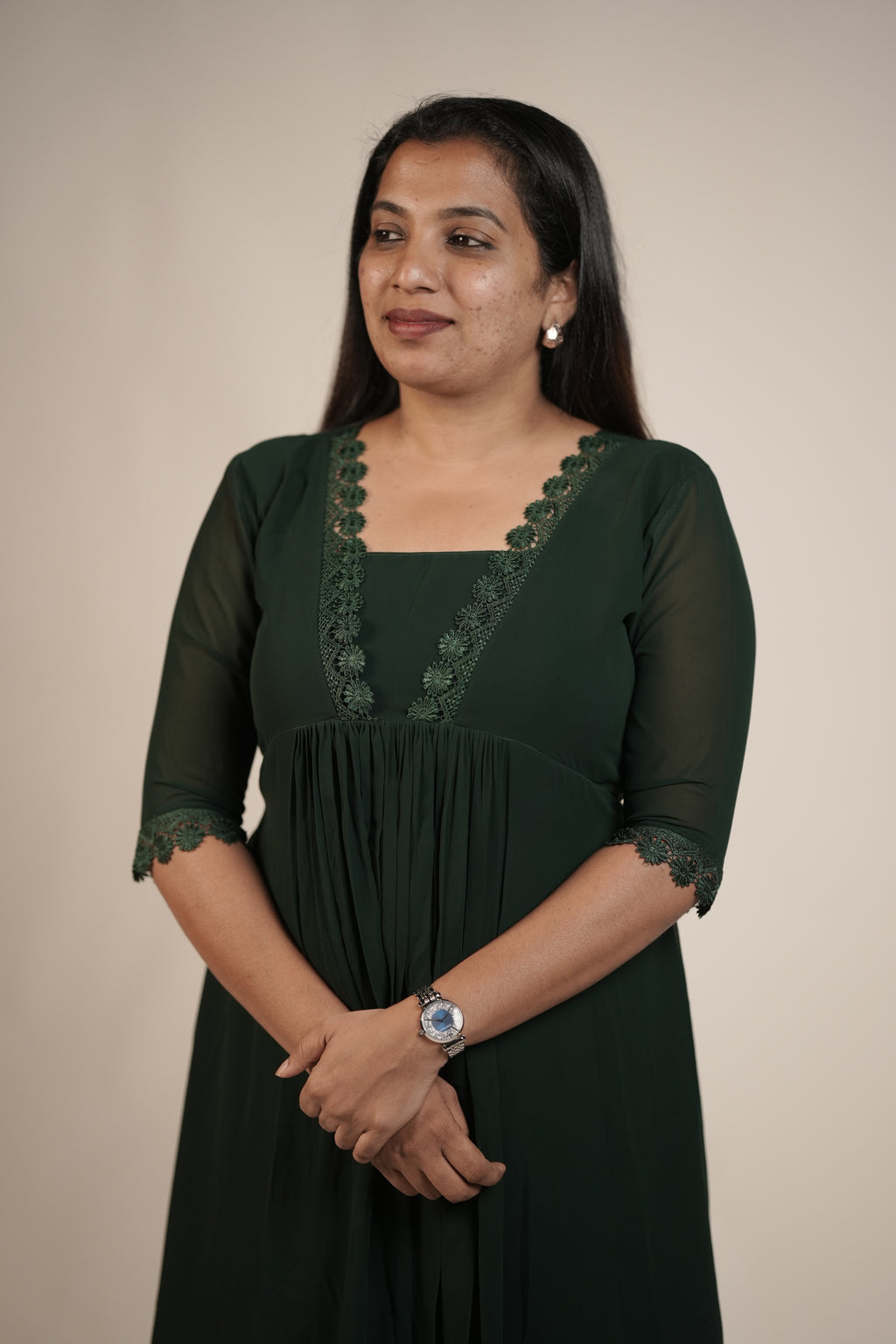 A-Line Casual Top -Deep Forest Green