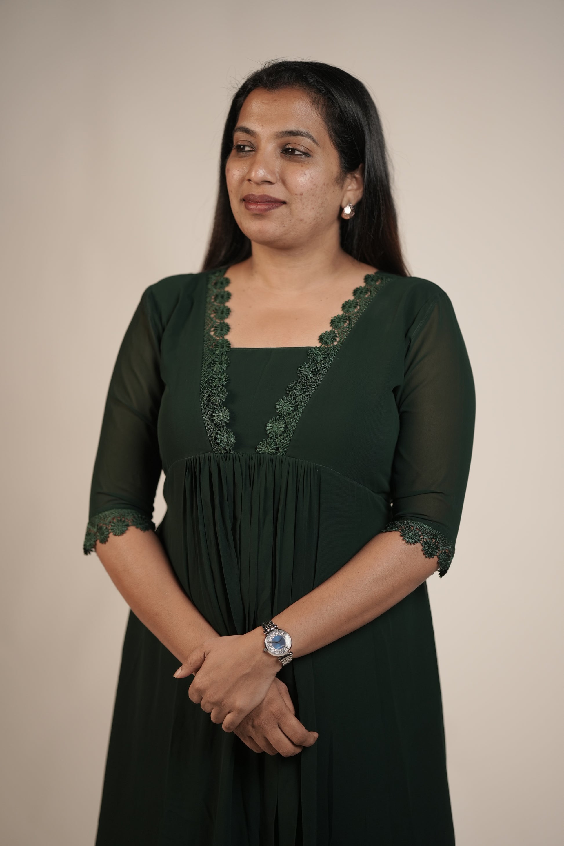 A-Line Casual Top -Deep Forest Green