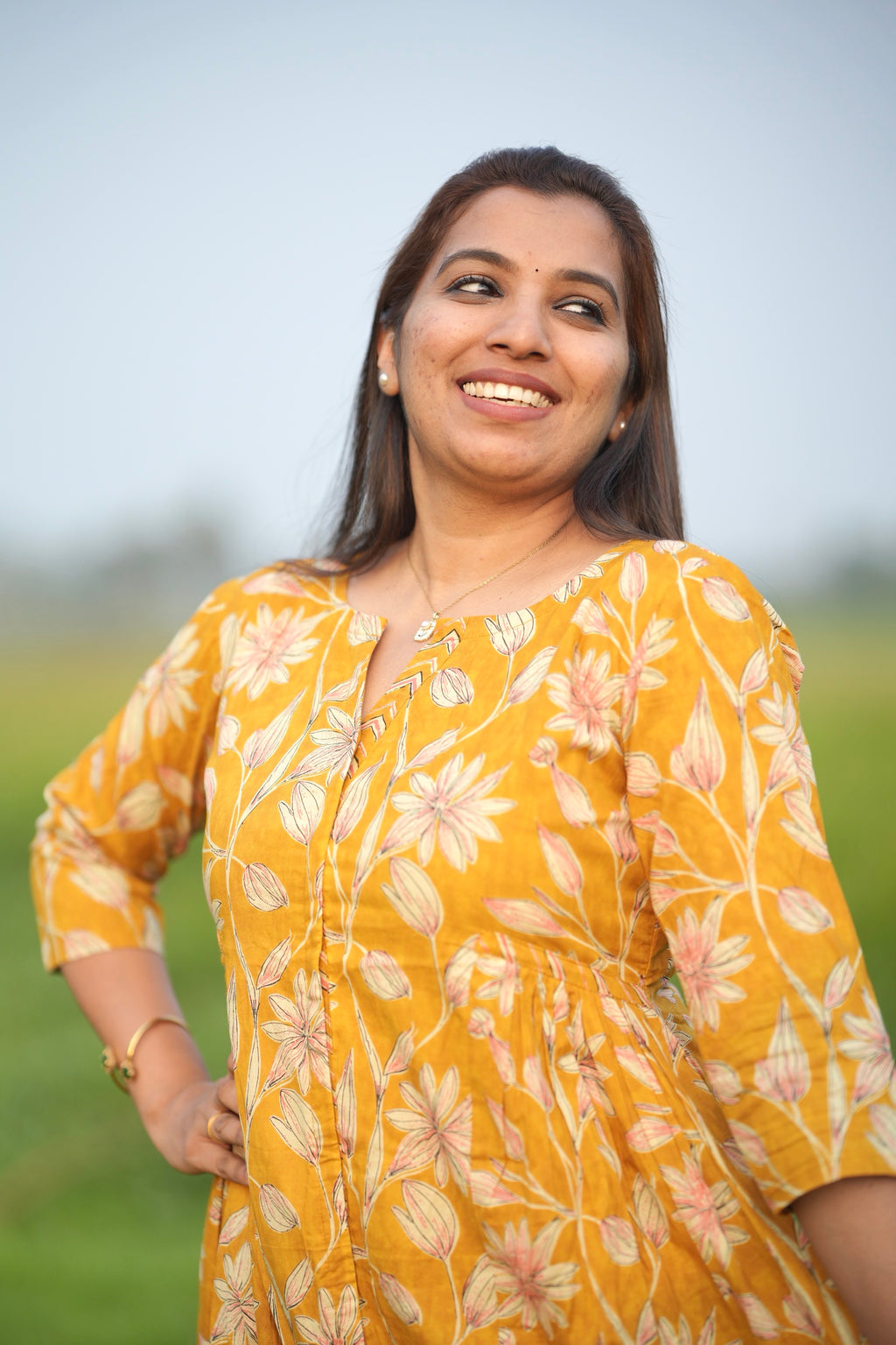 Mustard Yellow Floral Cord Set
