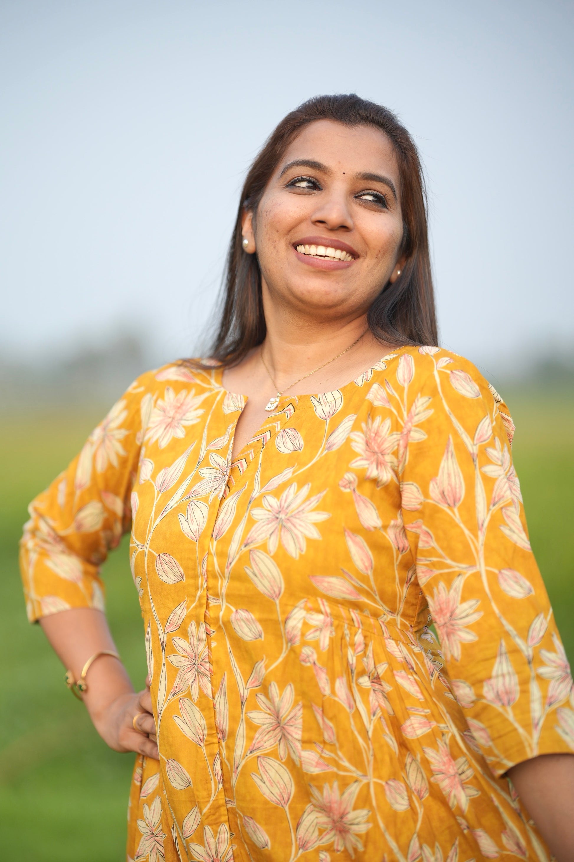 Mustard Yellow Floral Cord Set