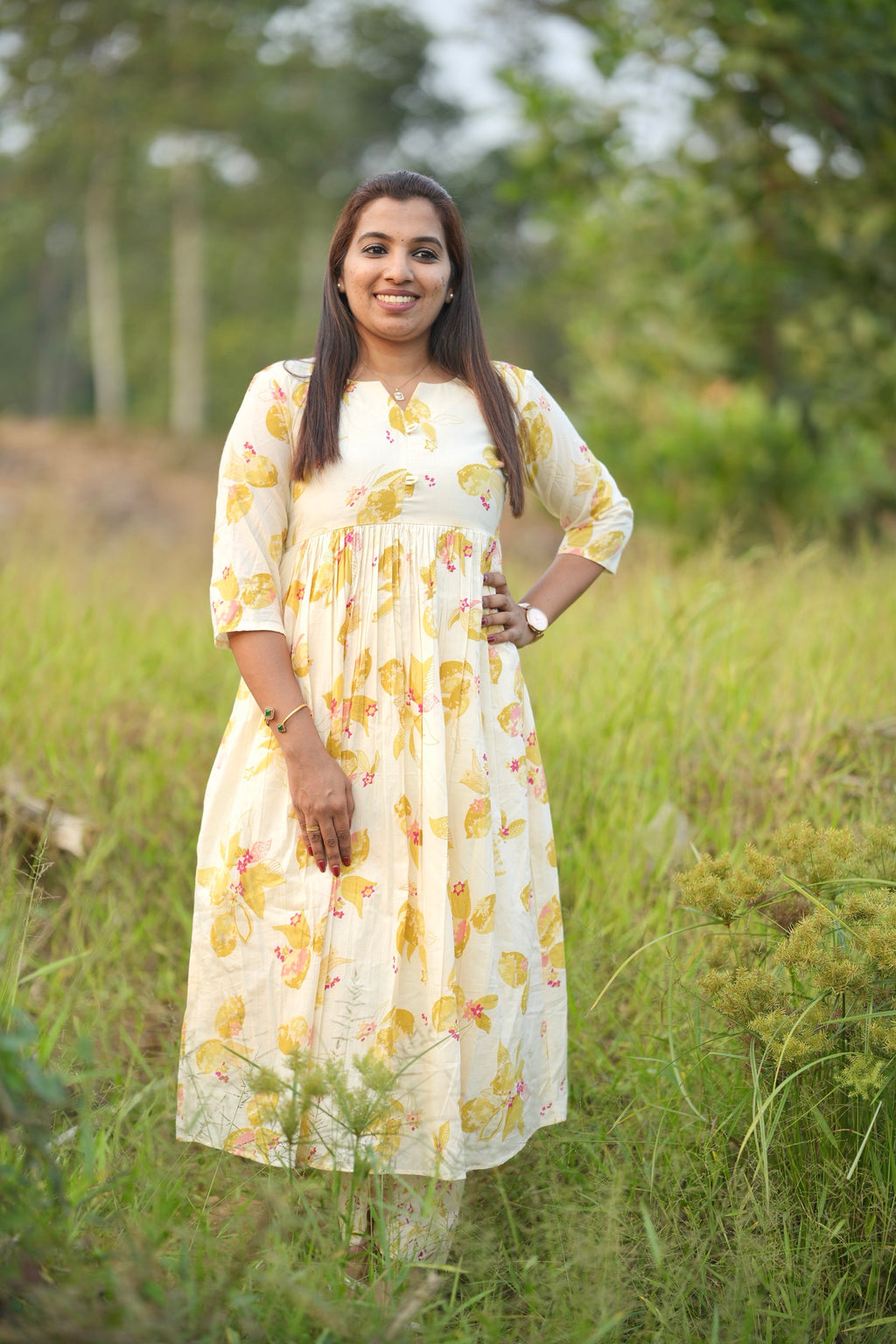 Soft Yellow Floral Cord Set