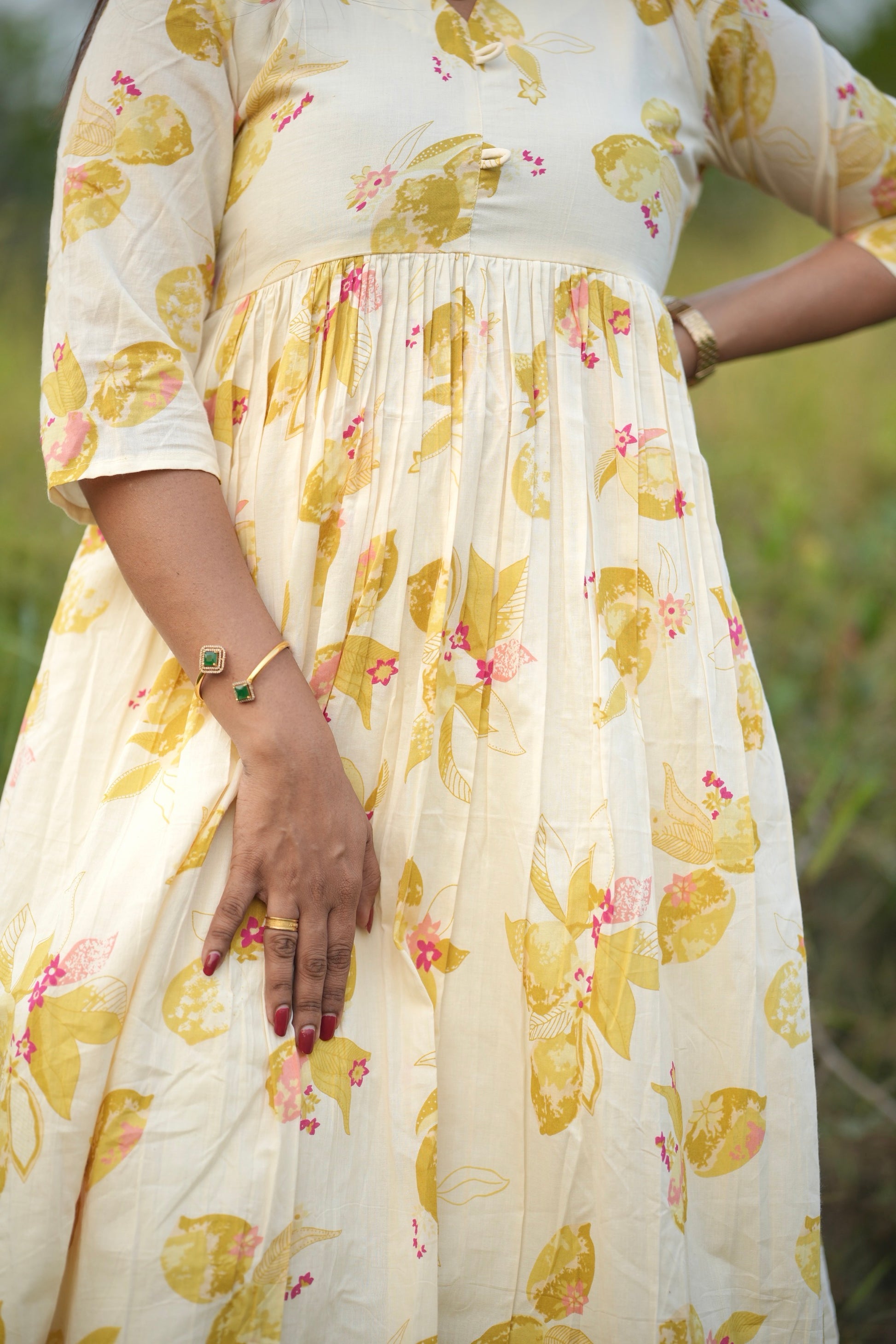 Soft Yellow Floral Cord Set