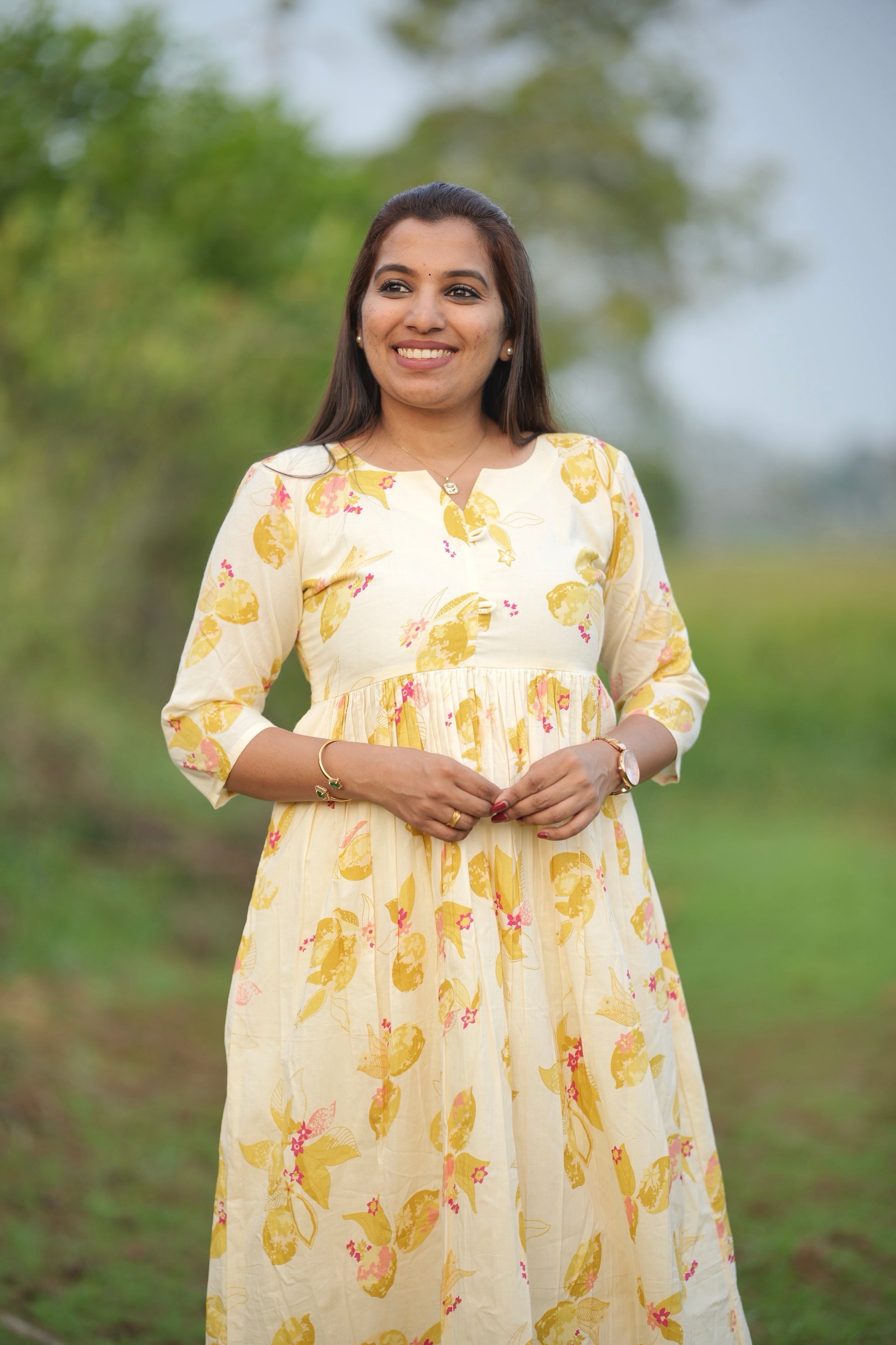 Soft Yellow Floral Cord Set