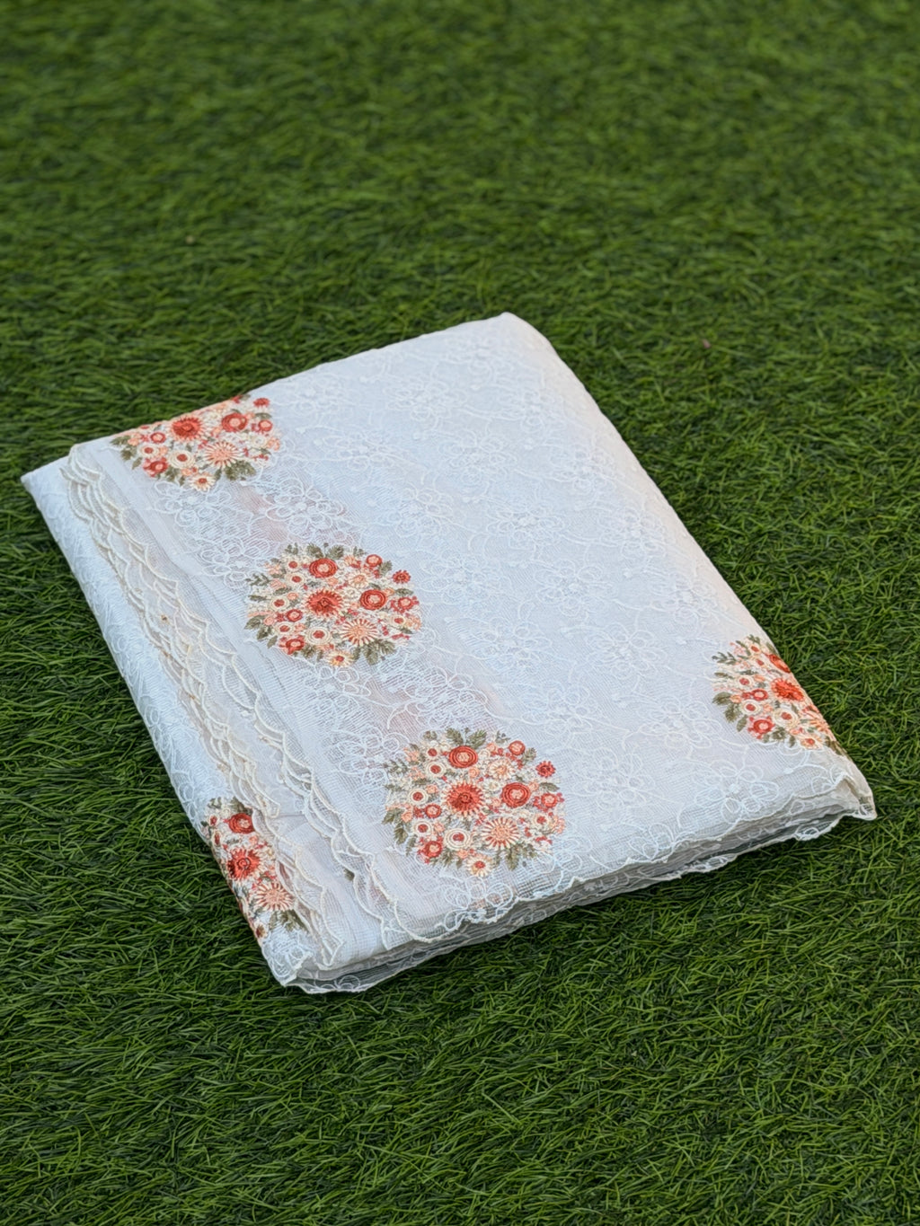 Net Kota with Floral Embroidery