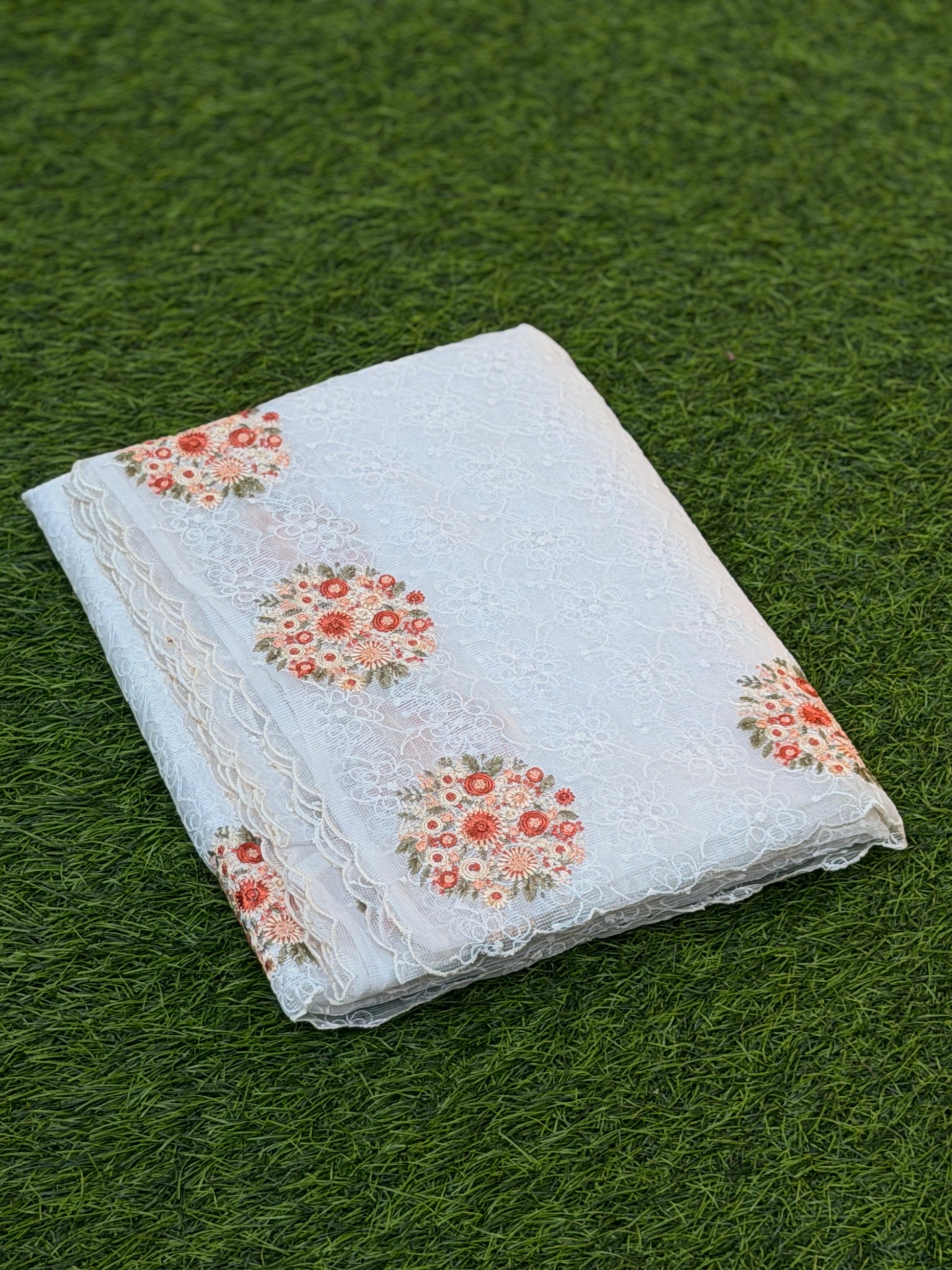 Net Kota with Floral Embroidery
