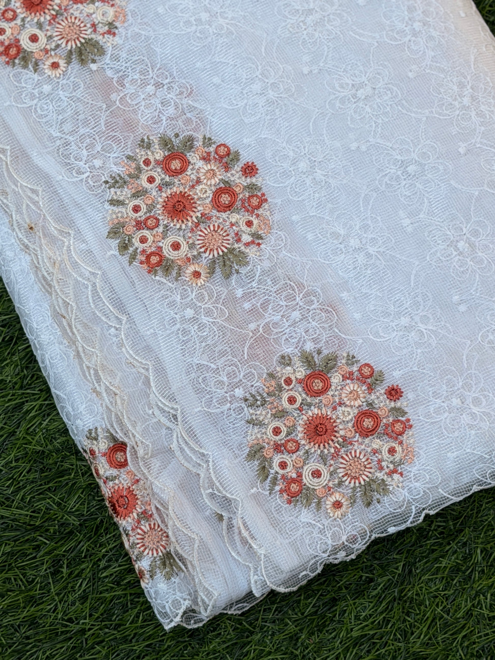 Net Kota with Floral Embroidery