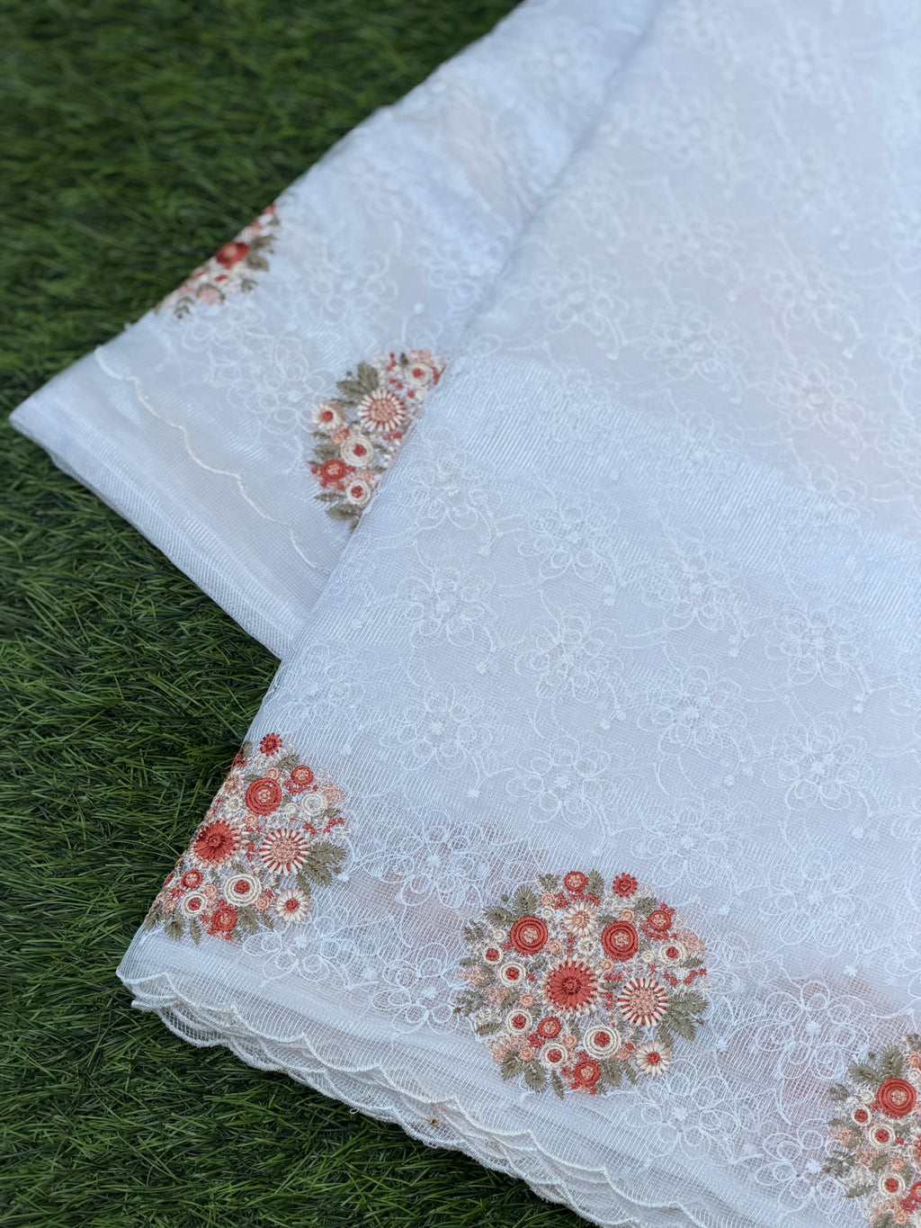 Net Kota with Floral Embroidery