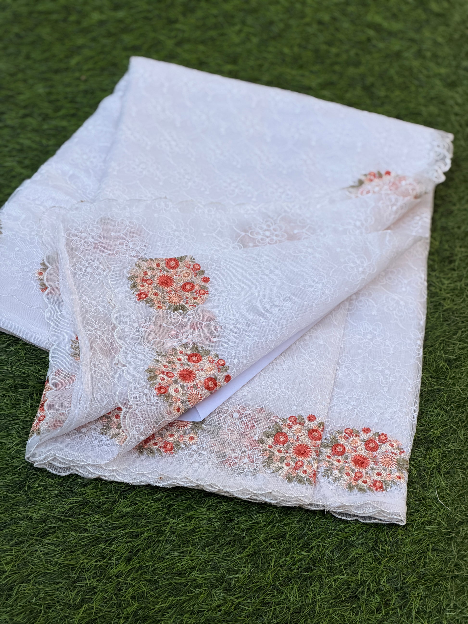 Net Kota with Floral Embroidery
