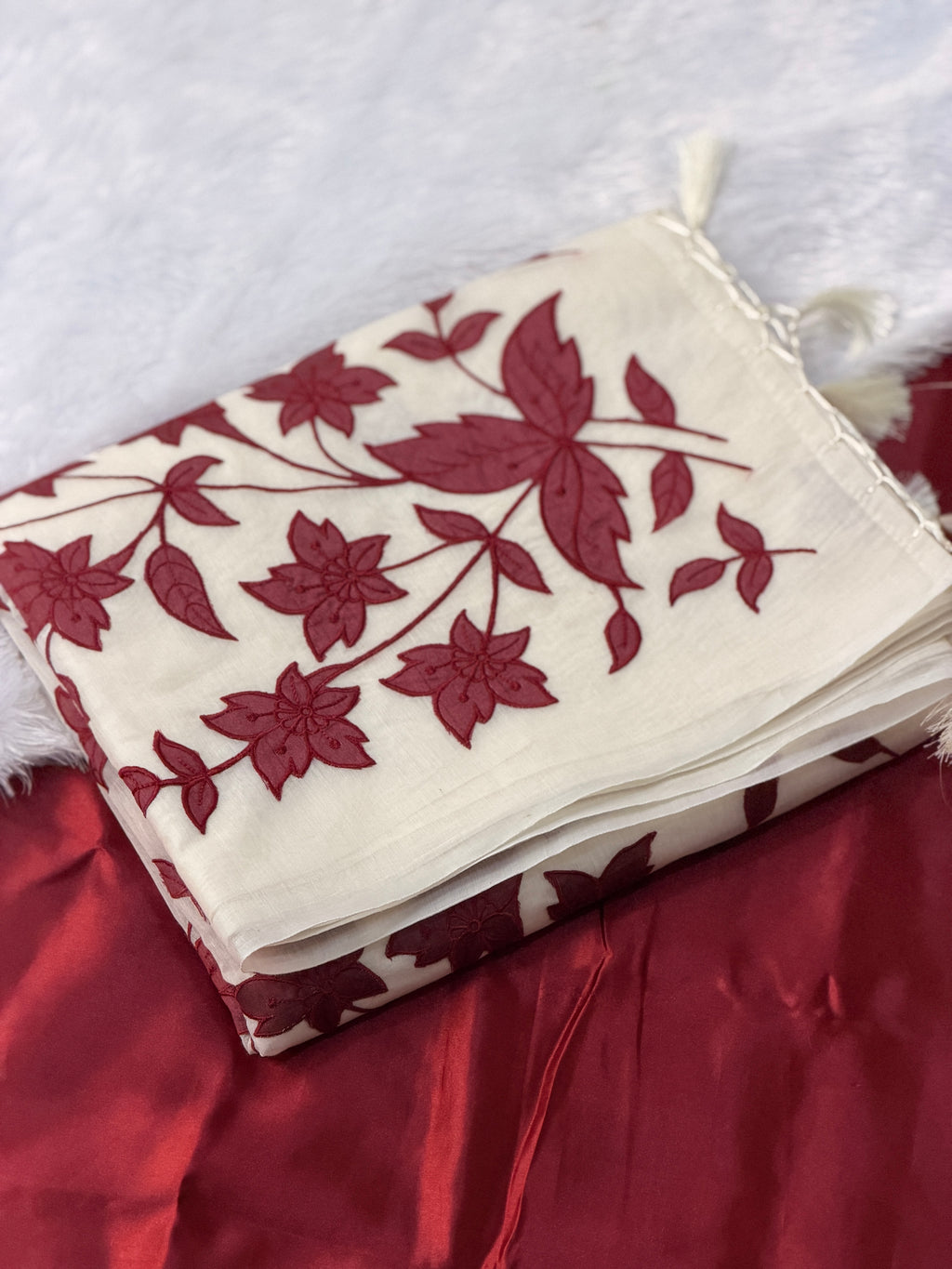 Cotton Silk Applique Floral saree