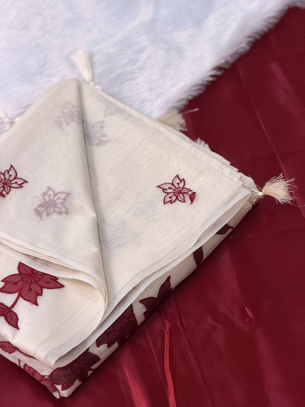 Cotton Silk Applique Floral saree