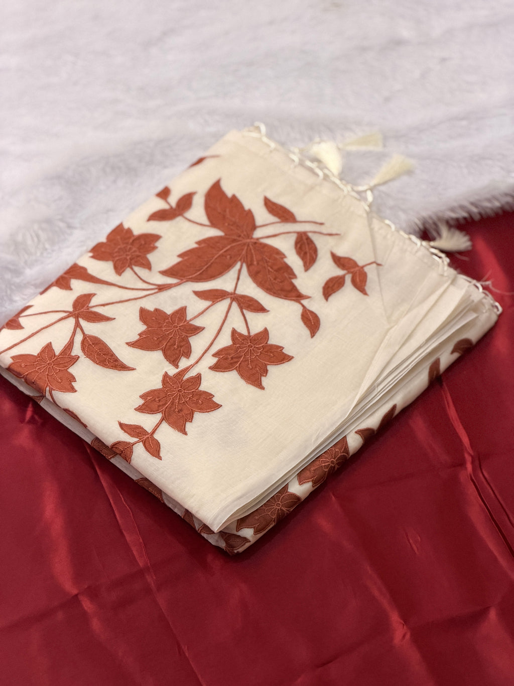 Cotton Silk Applique Floral saree