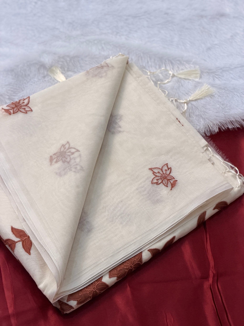 Cotton Silk Applique Floral saree