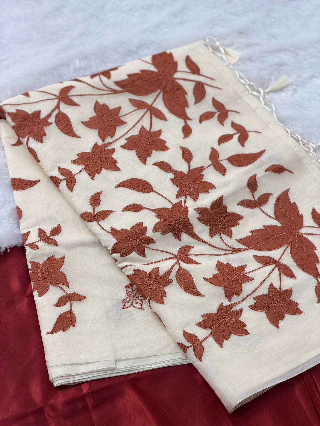 Cotton Silk Applique Floral saree