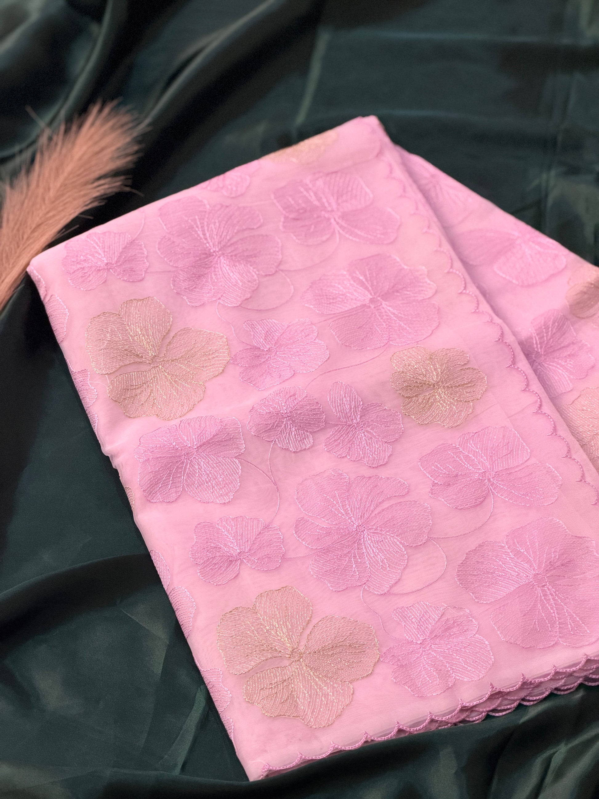 Premium Floral Organza Saree with Saree